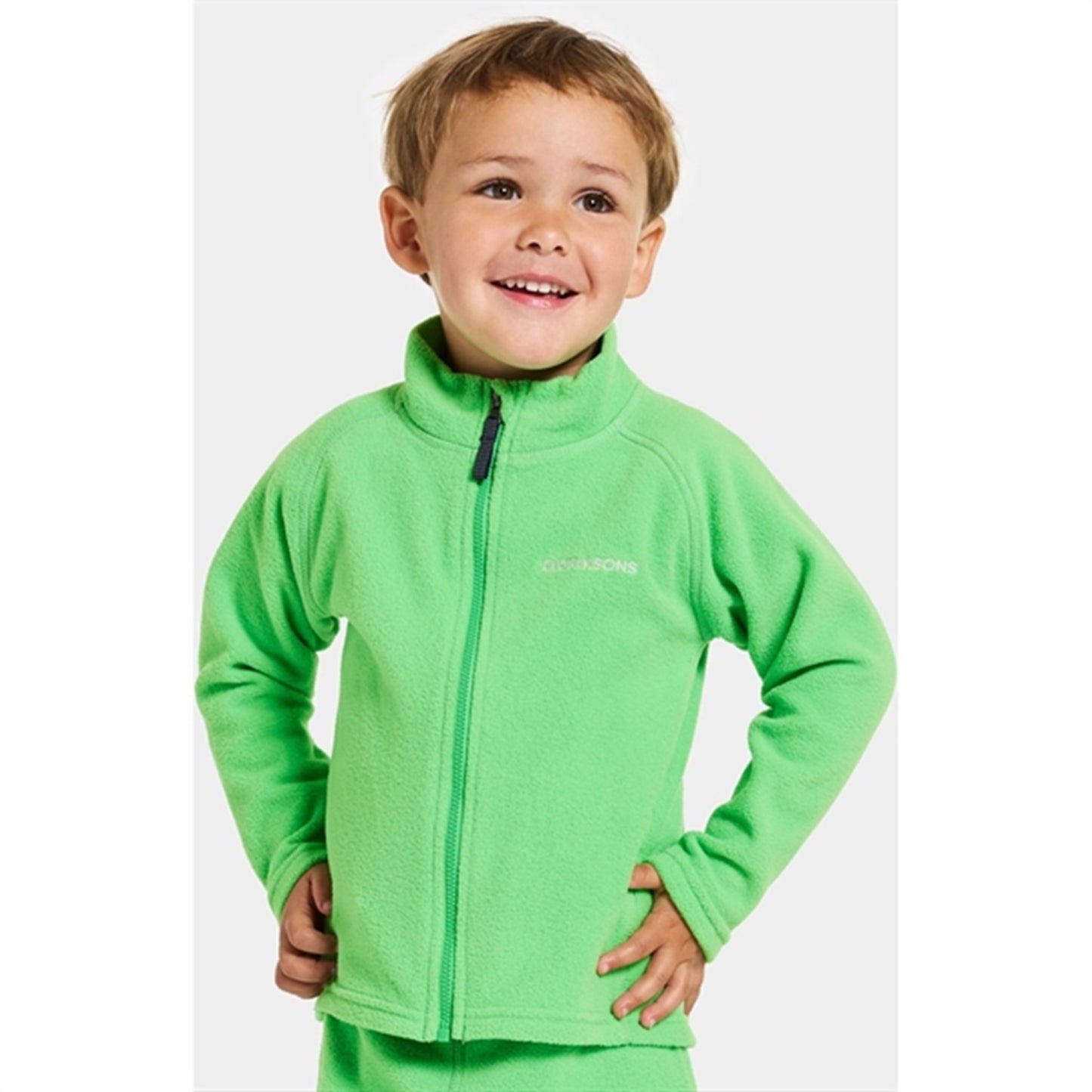 Didriksons Frog Green Monte Kids Fleece Cardigan