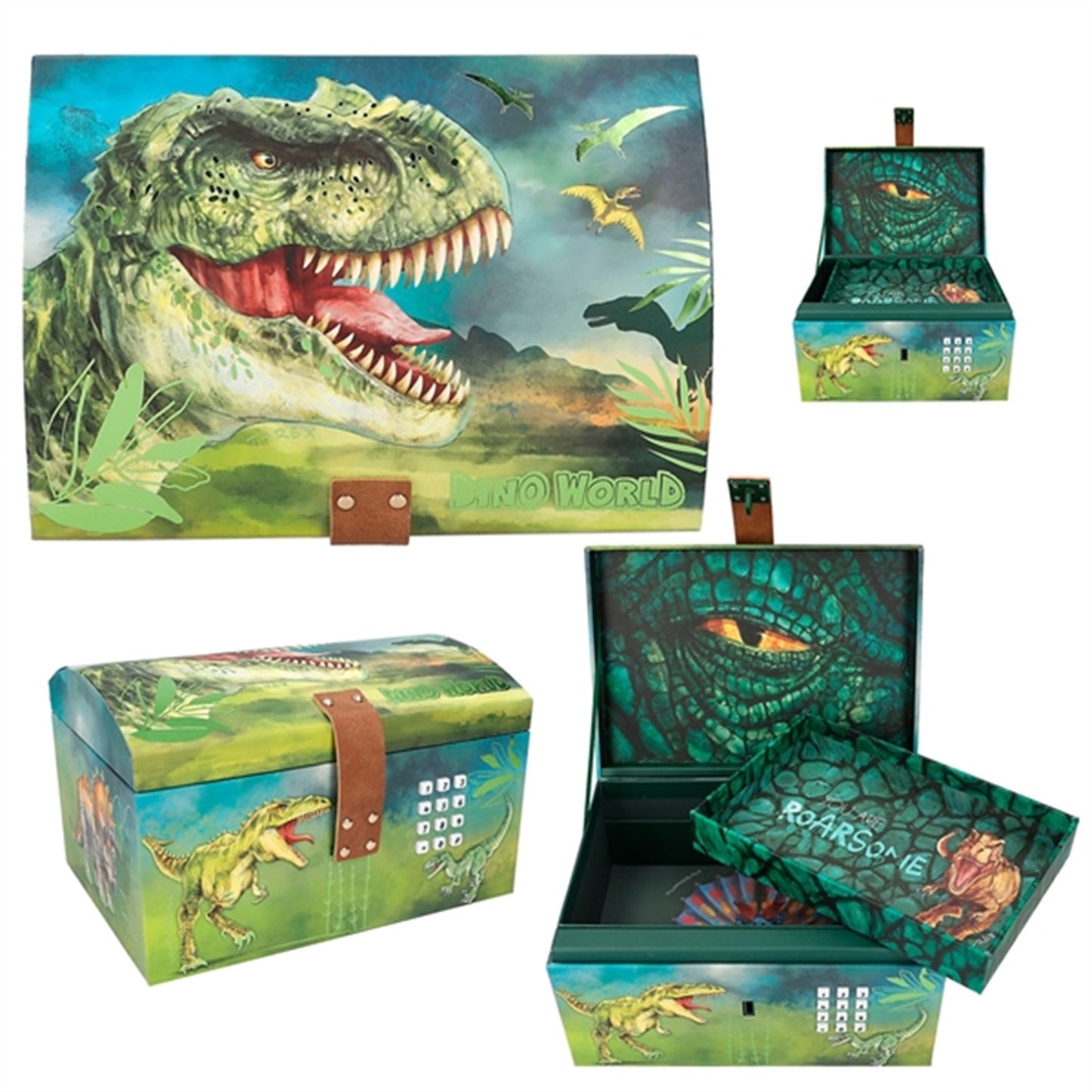 Dino World Treasure Chest w. Code, Lights and Sound