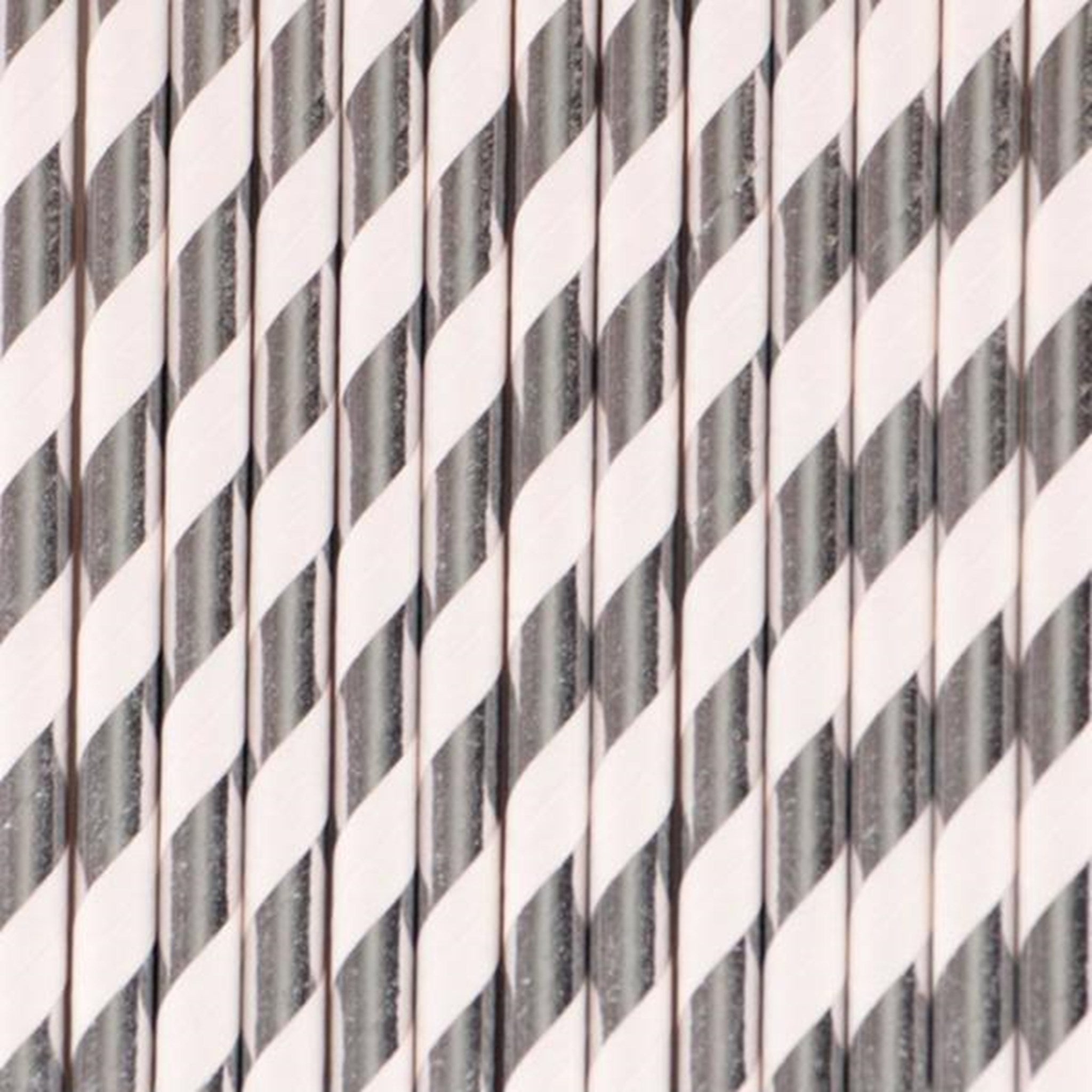 My Little Day 25 Paper Straws (silver foil stripes)
