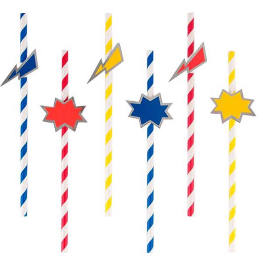 My Little Day Super Hero Straws 8 Pcs
