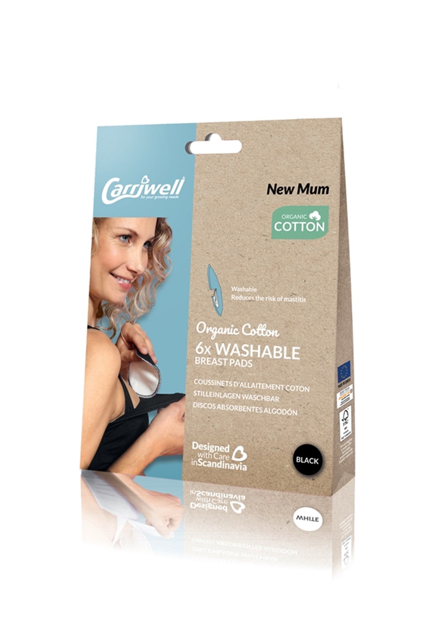 Carriwell Breast Pads Washable Black 6 pcs