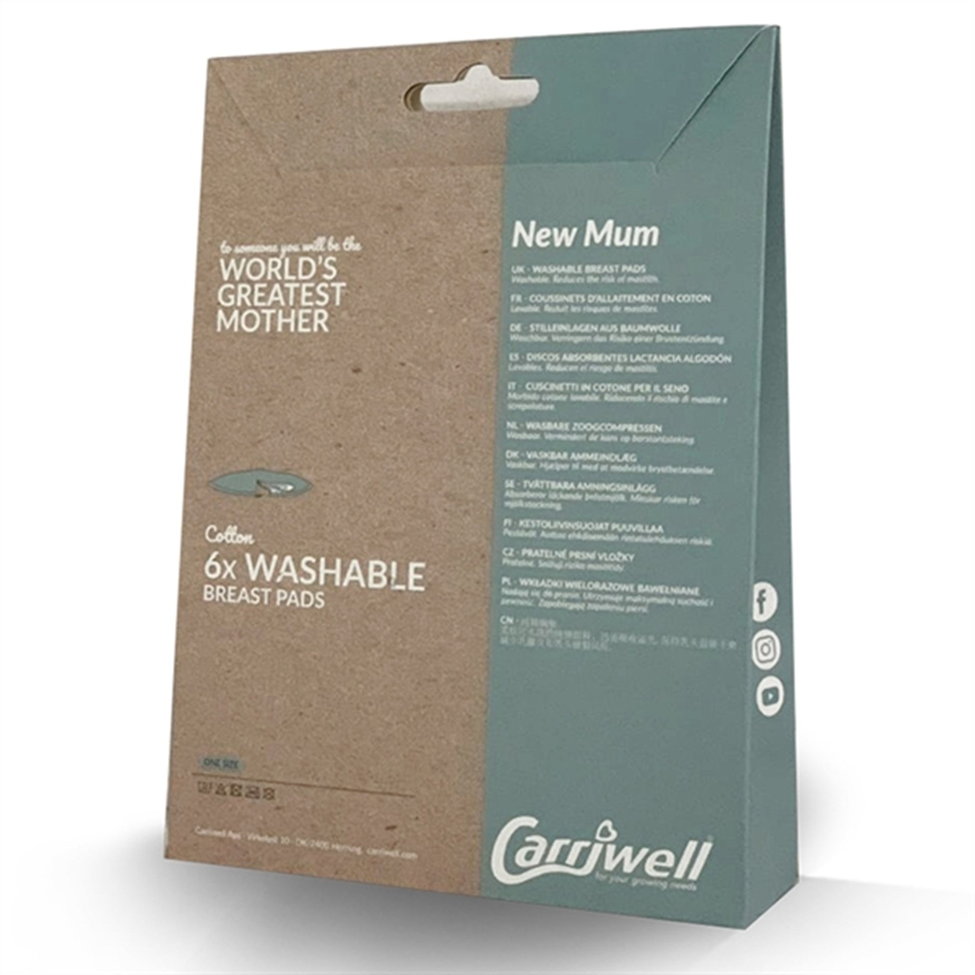 Carriwell Breast Pads Washable White 6 pcs