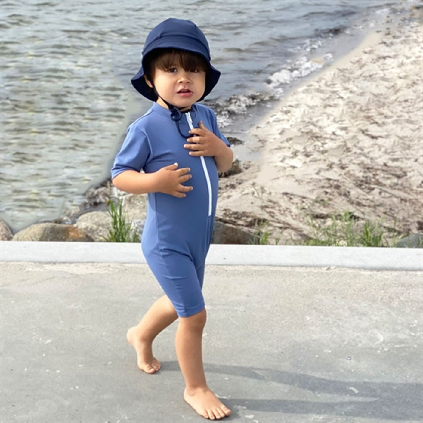 Petit Crabe Nordic Noe Frog Sunsuit with Zipper