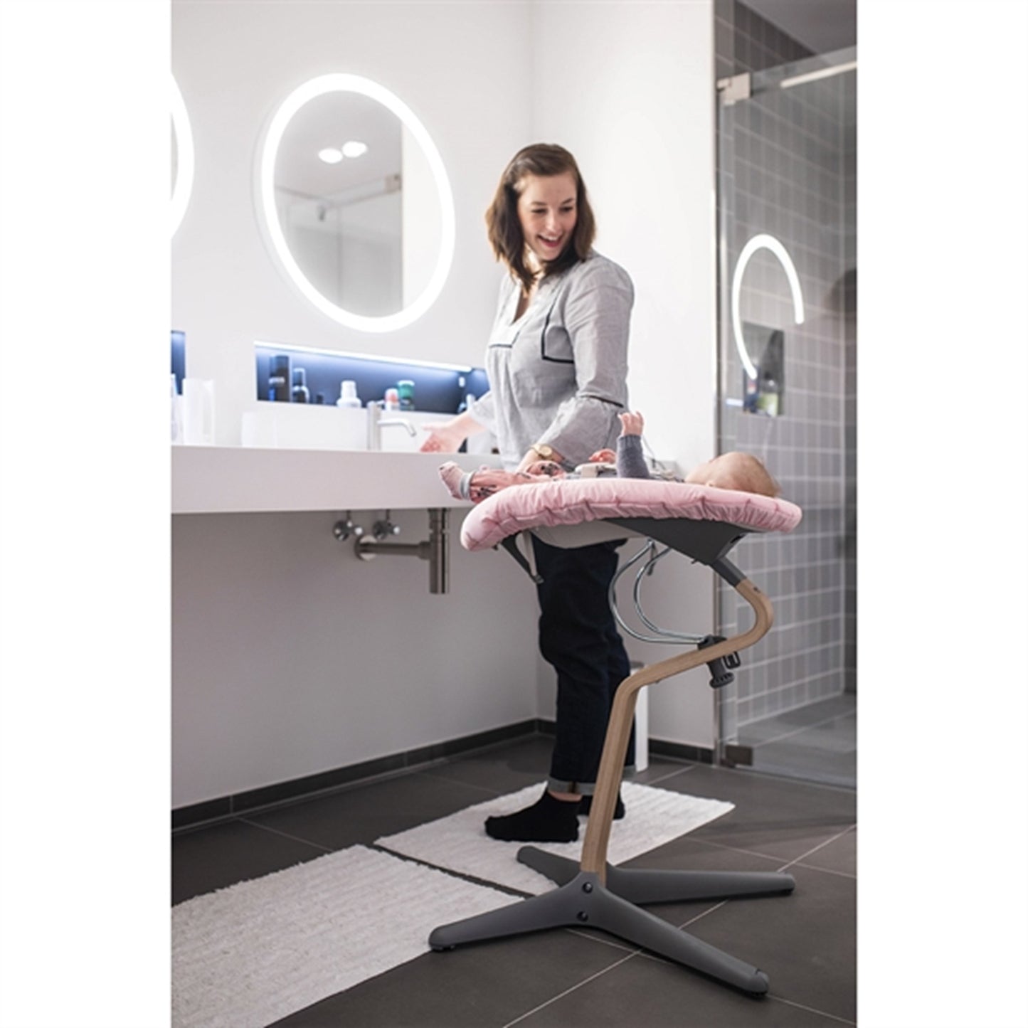 Nomi Baby Mattress Dark Grey/Pale Pink