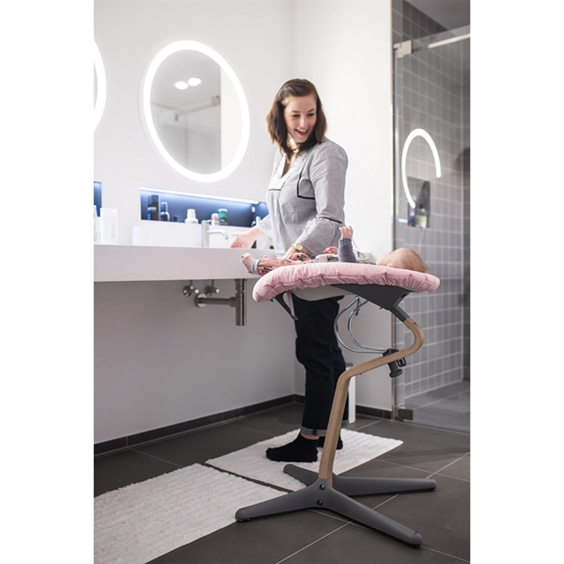 Nomi Baby Mattress Dark Grey/Pale Pink