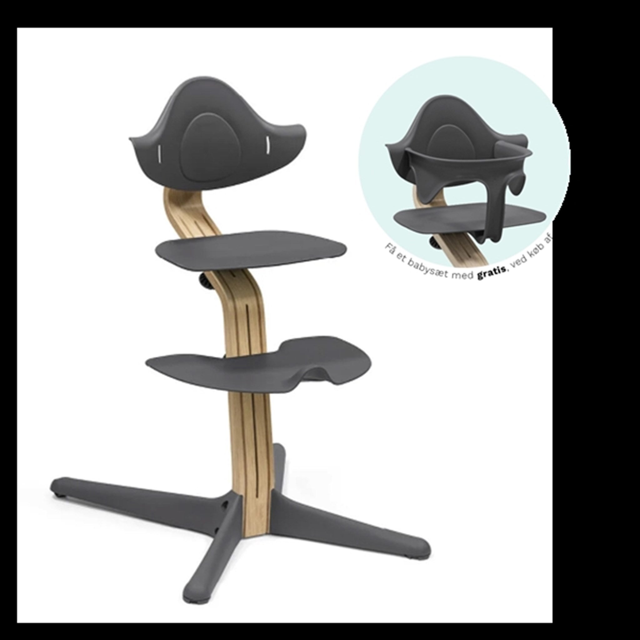 Stokke® Nomi® Chair Oak Anthracite Incl. Baby Set