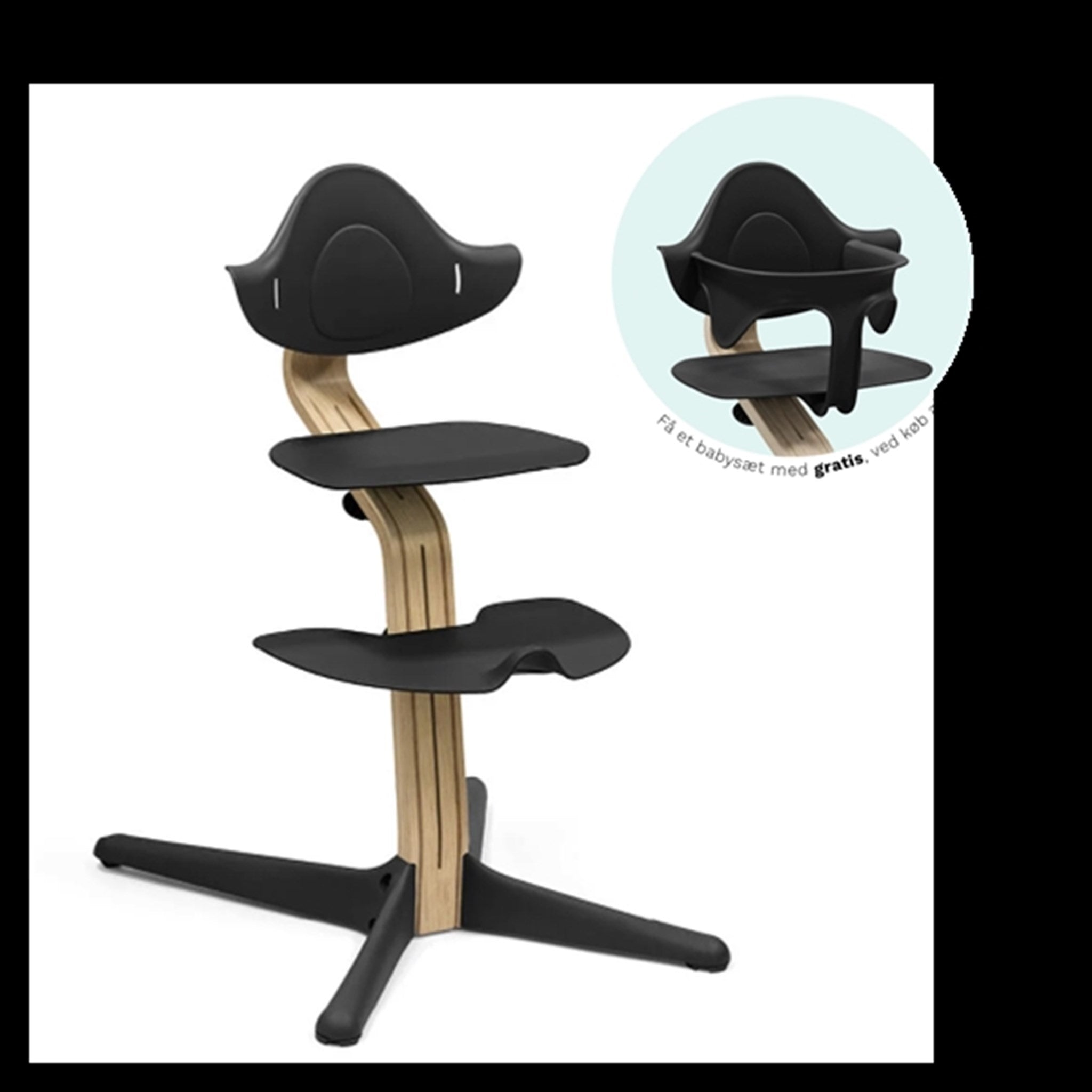 Stokke® Nomi® Chair Oak Black Incl. Babyset