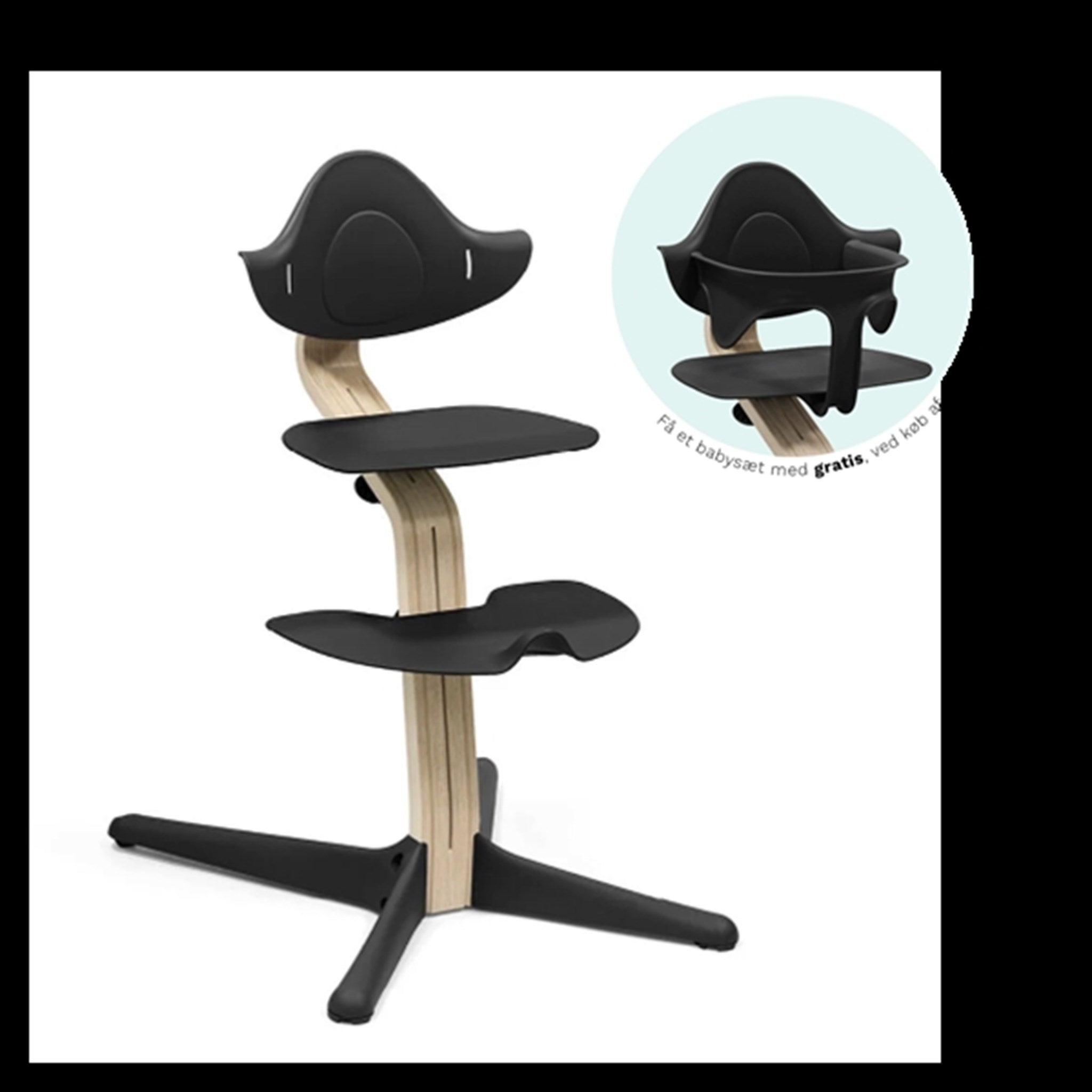 Stokke® Nomi® Chair Natural Black Incl. Babyset