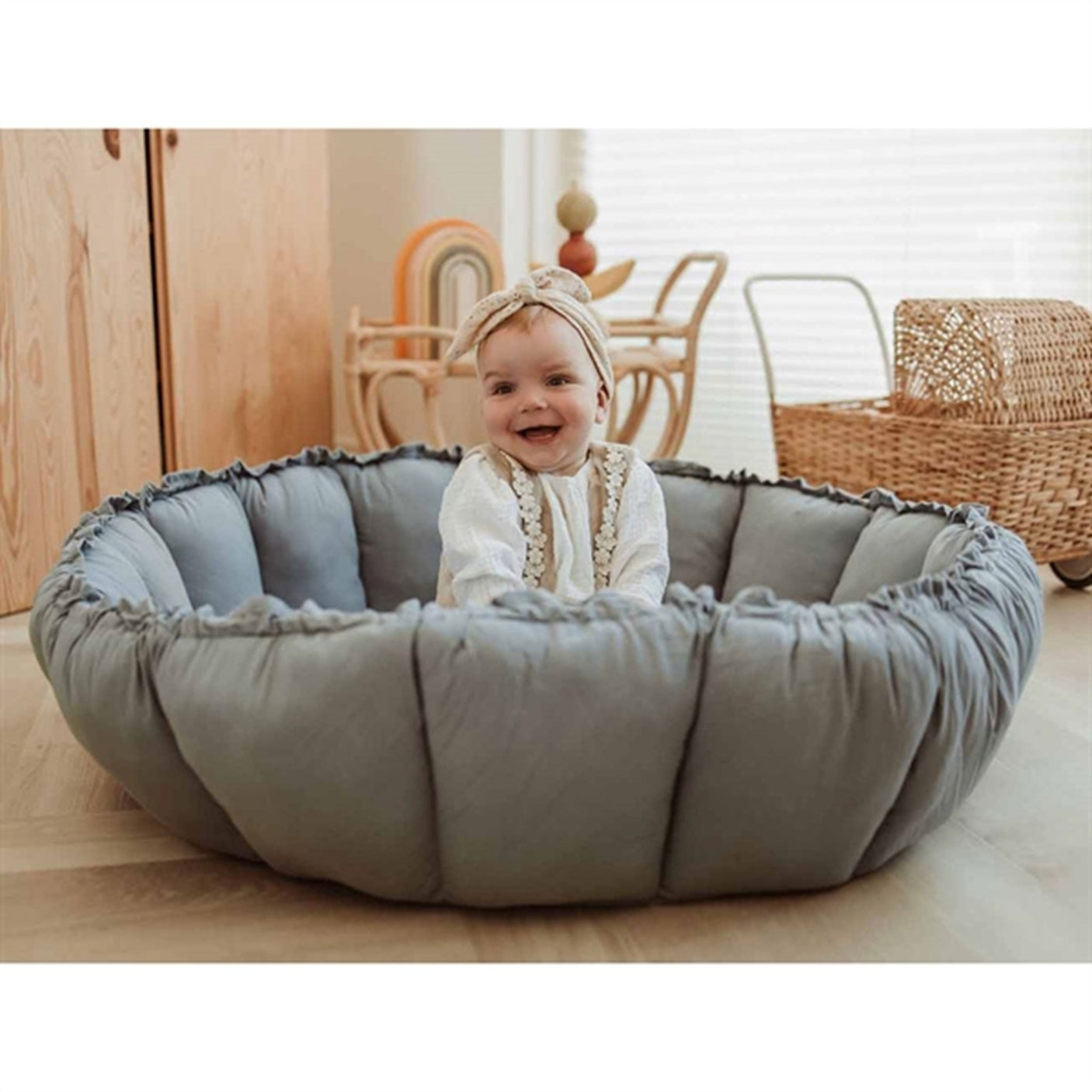 Play&Go 3-in-1 Play Mat Organic Bloom Dusty Blue