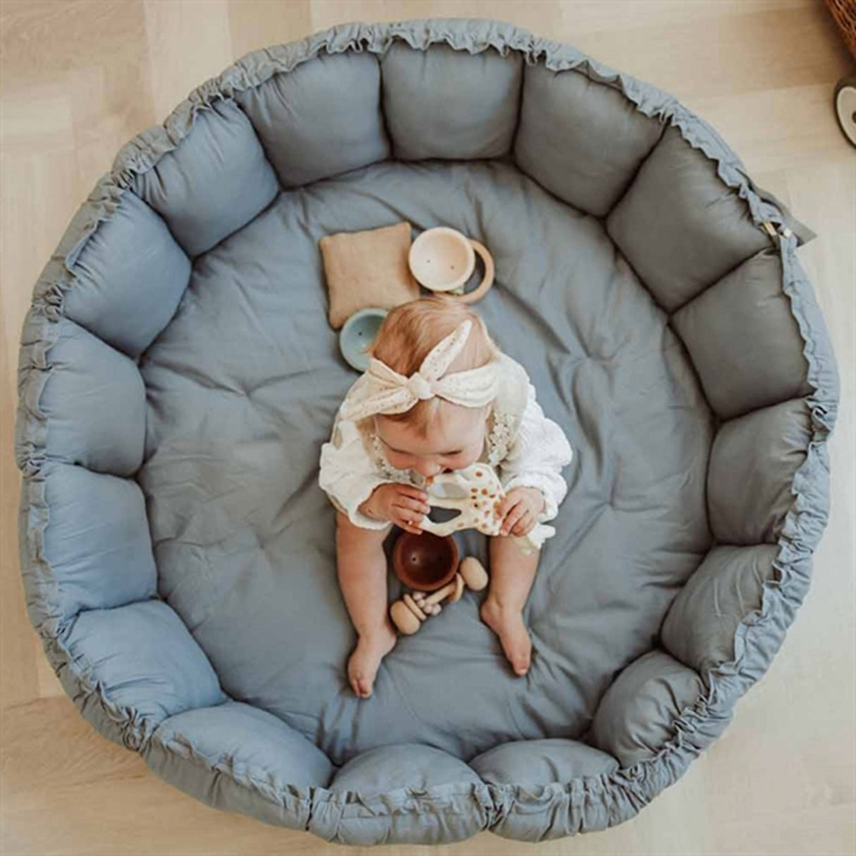 Play&Go 3-in-1 Play Mat Organic Bloom Dusty Blue