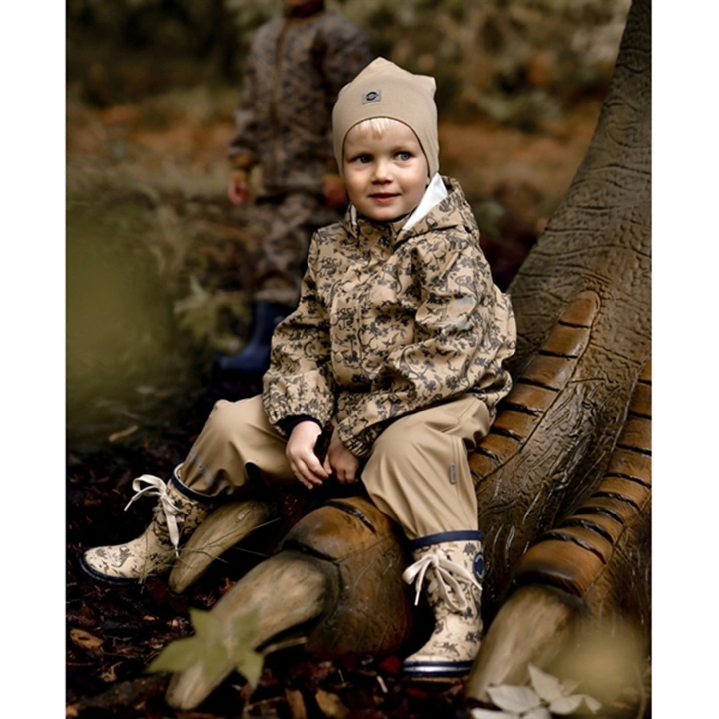 Mikk-Line Rubber Boots Print Olive Gray