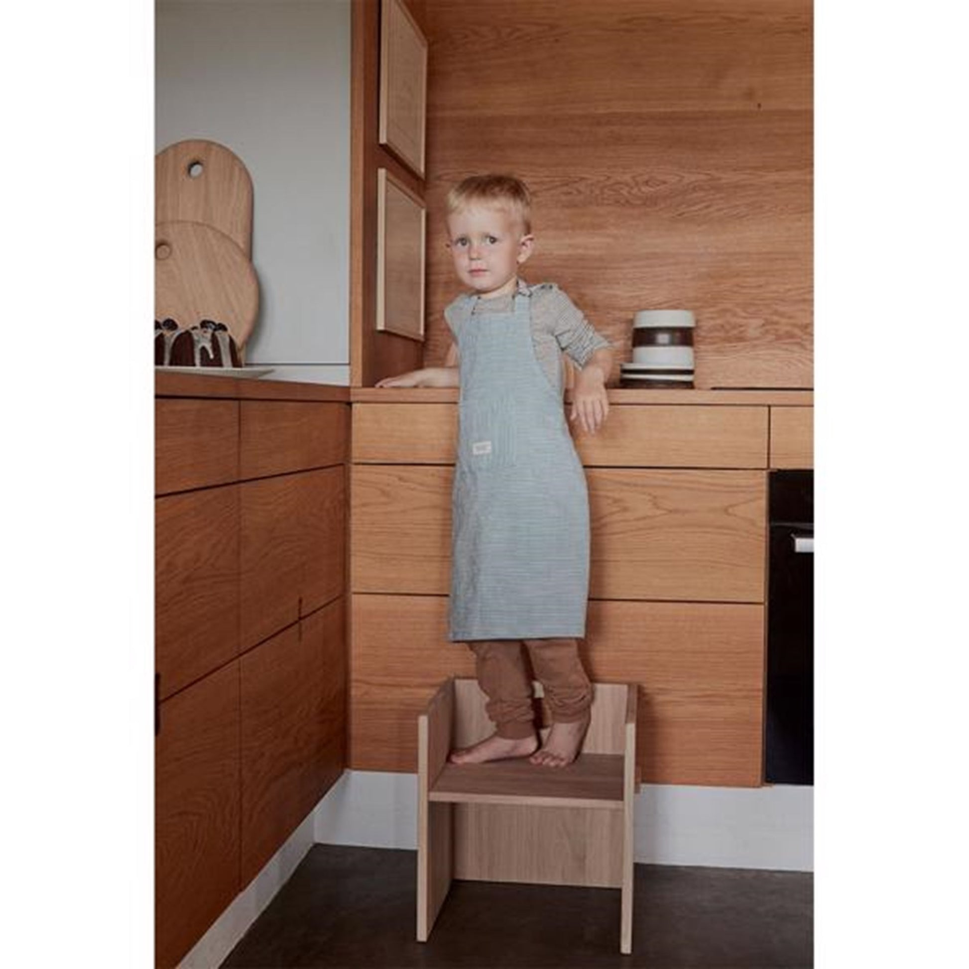 OYOY Gobi Apron White/Dusty Blue