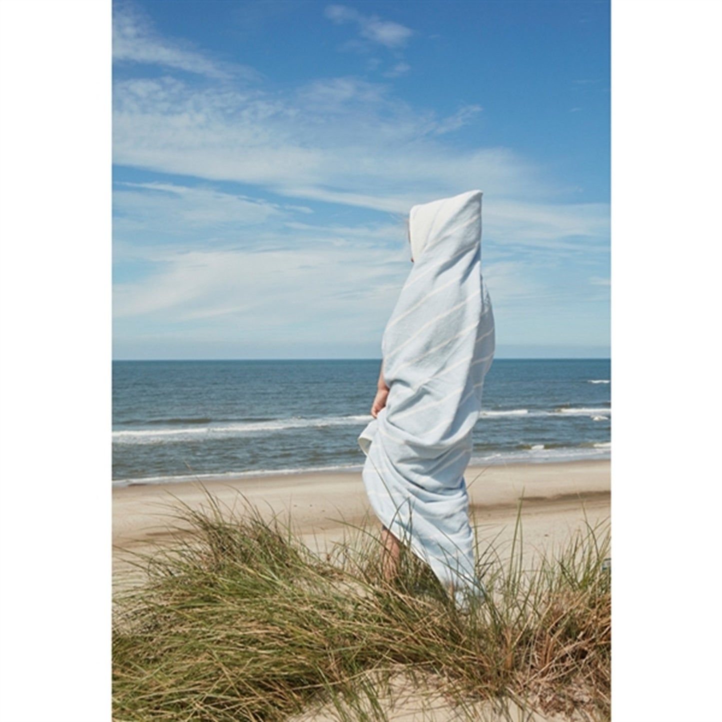 OYOY Raita Hooded Towel Cloud/Ice Blue