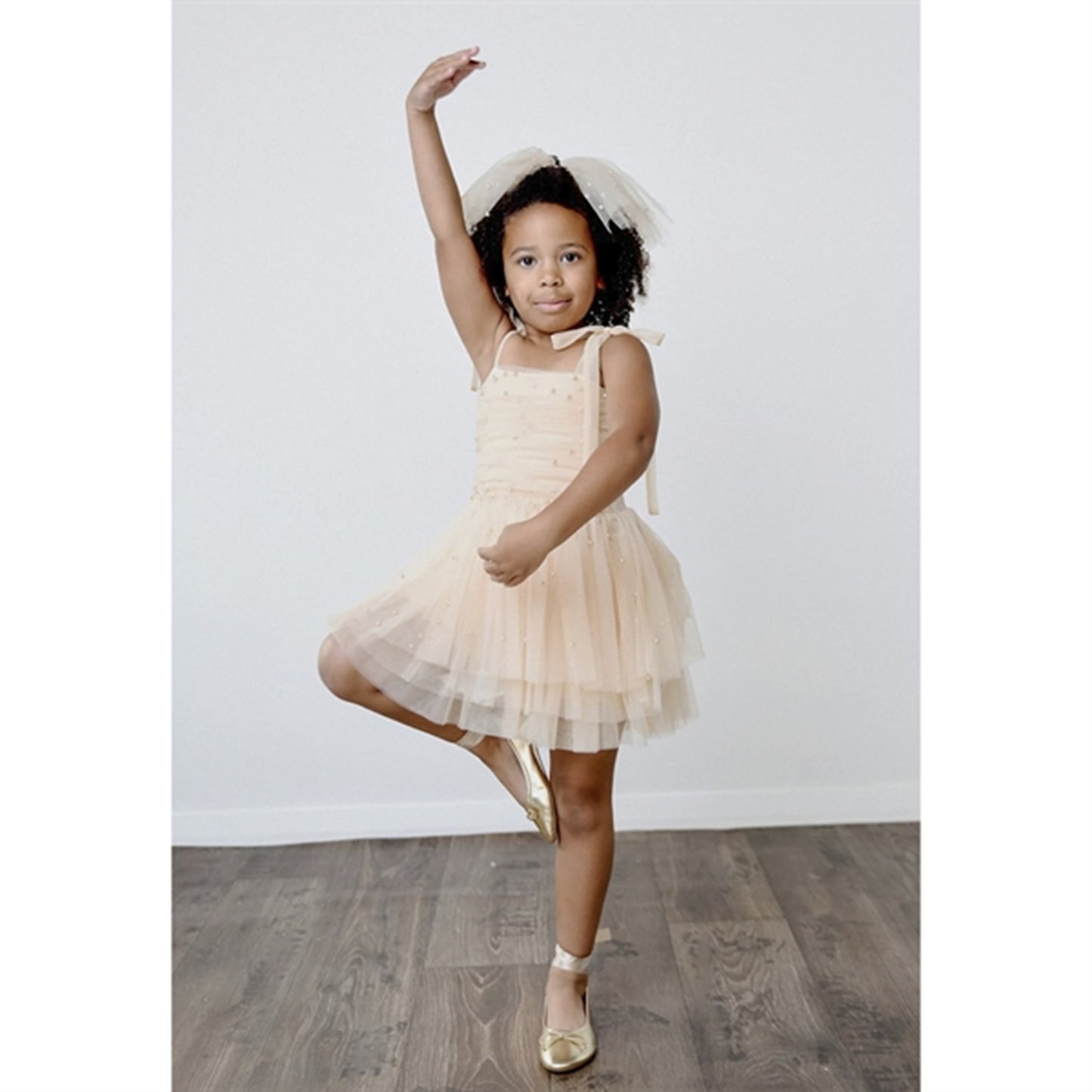 Dolly by Le Petit Tom Pearl Tulle Ballerina Dress Cream