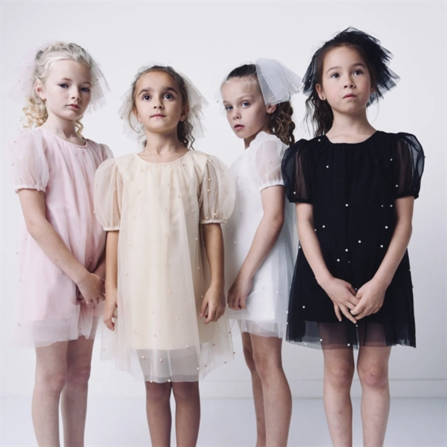 Dolly by Le Petit Tom Pearl Tulle Puff Aline Dress Black