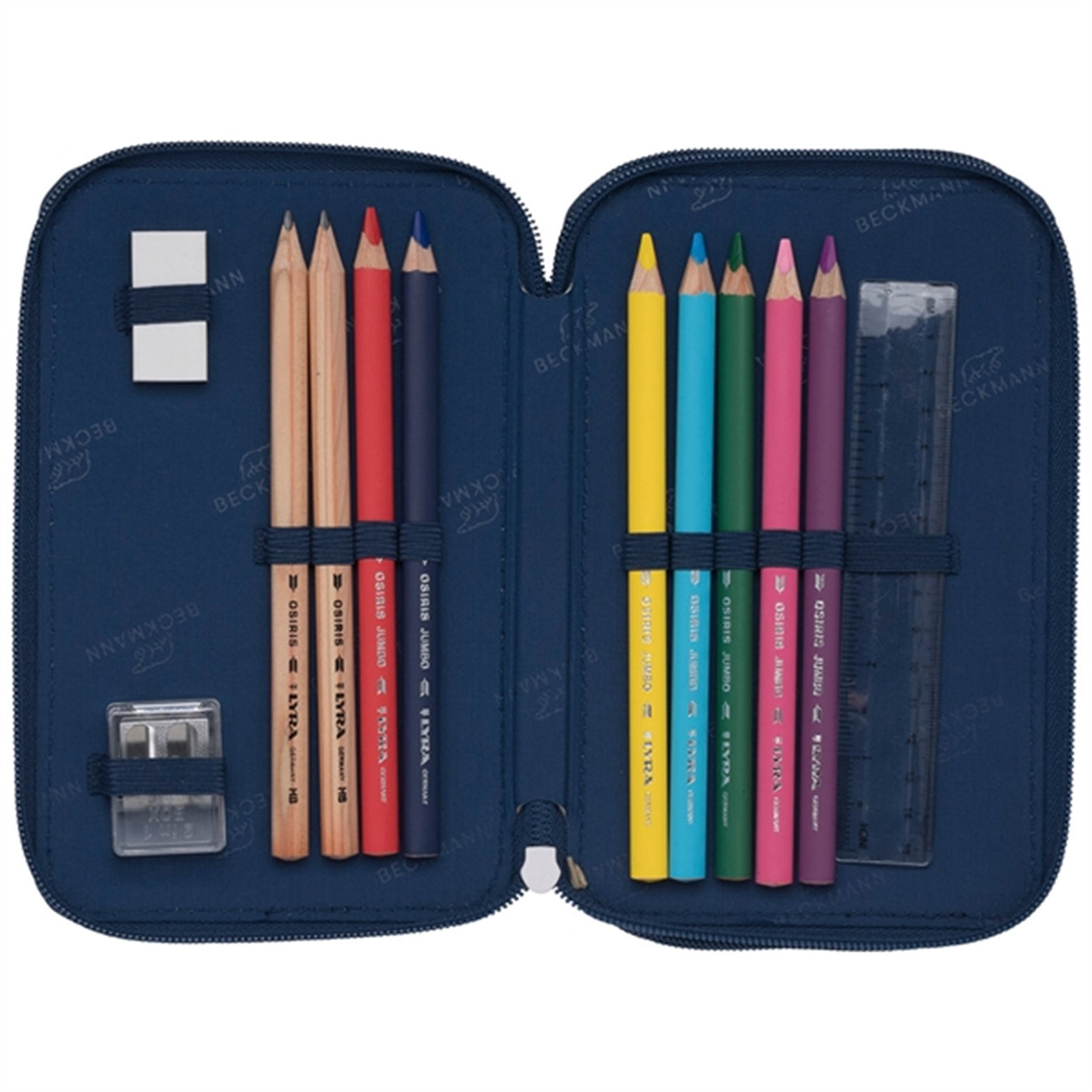 Beckmann Three Section Pencil Case Pet Friends Blue 3