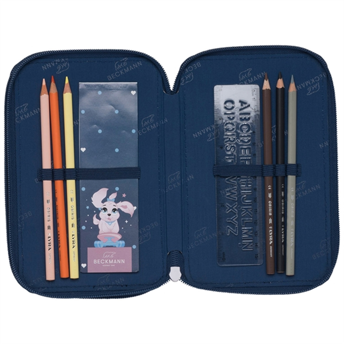 Beckmann Three Section Pencil Case Pet Friends Blue 4