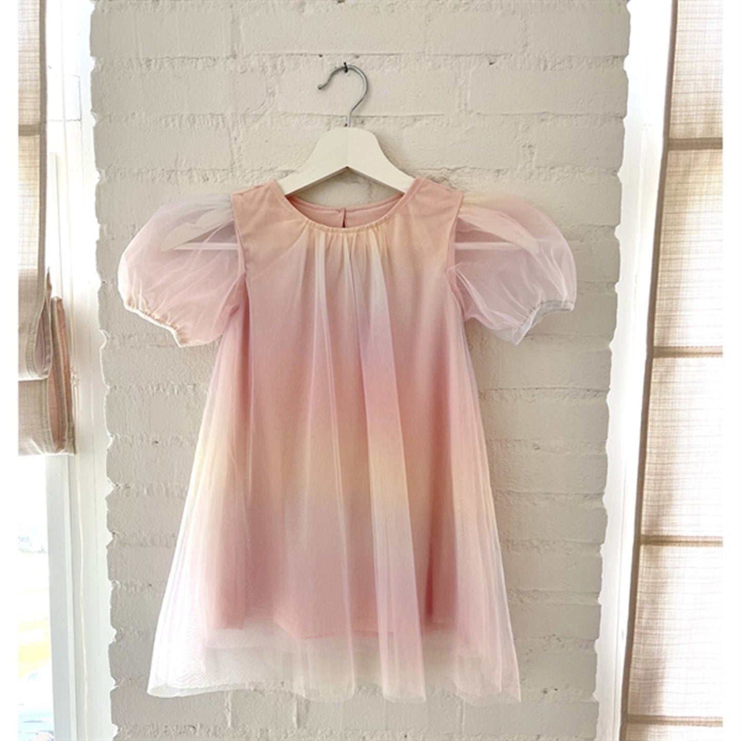 Dolly by Le Petit Tom Unicorn Rainbow Puff Tulle Dress Rainbow Pastel