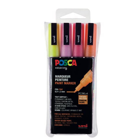 Posca Uni Marker PC-3M 4 Glitter Colors Red