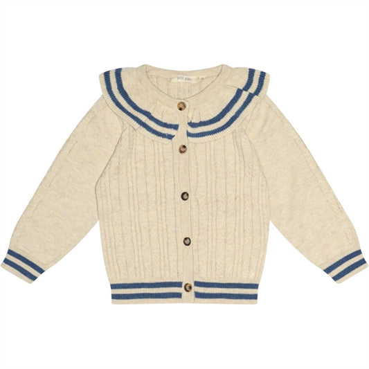 Petit Piao® Nature White/Denim Blue Cardigan Cabel Knit