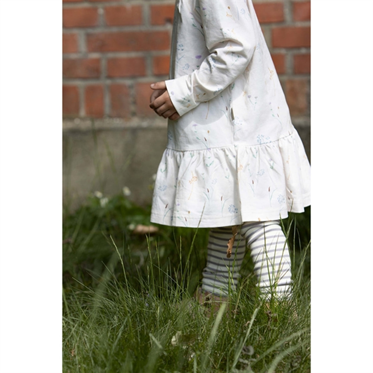 Petit Piao Dusty Lavender/Offwhite Leggings Modal Striped
