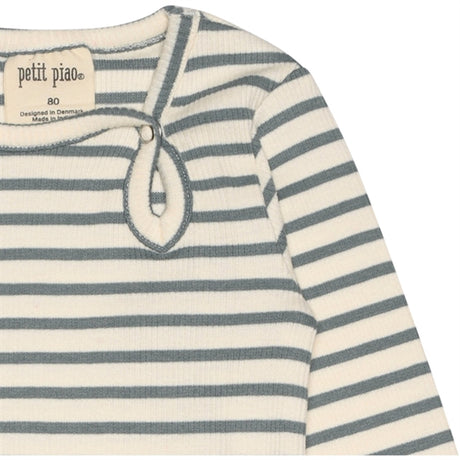 Petit Piao Light Petrol/Offwhite Body L/S Modal Striped