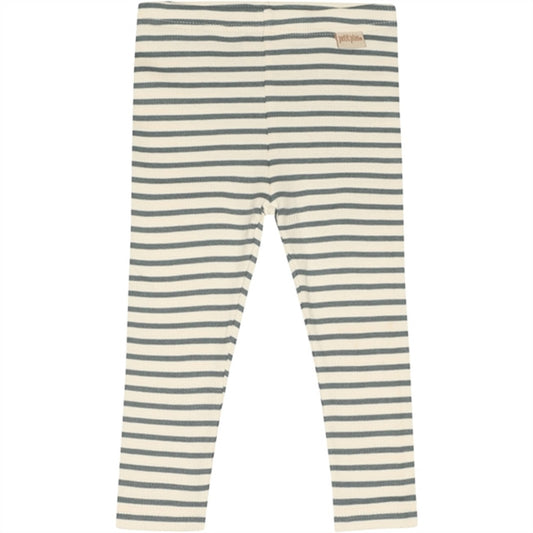 Petit Piao Light Petrol/Offwhite Leggings Modal Striped