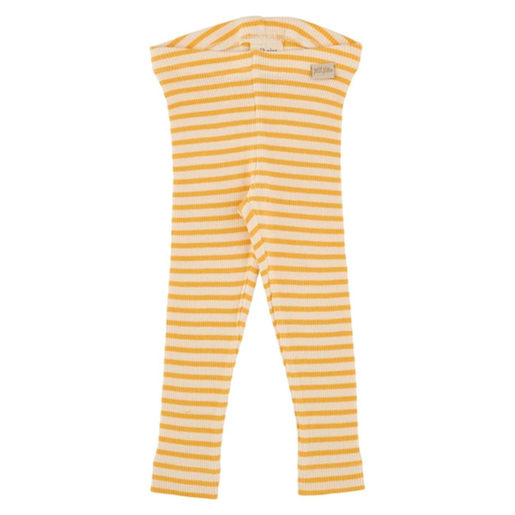 Petit Piao Yellow Sun Cream Leggings Modal Striped