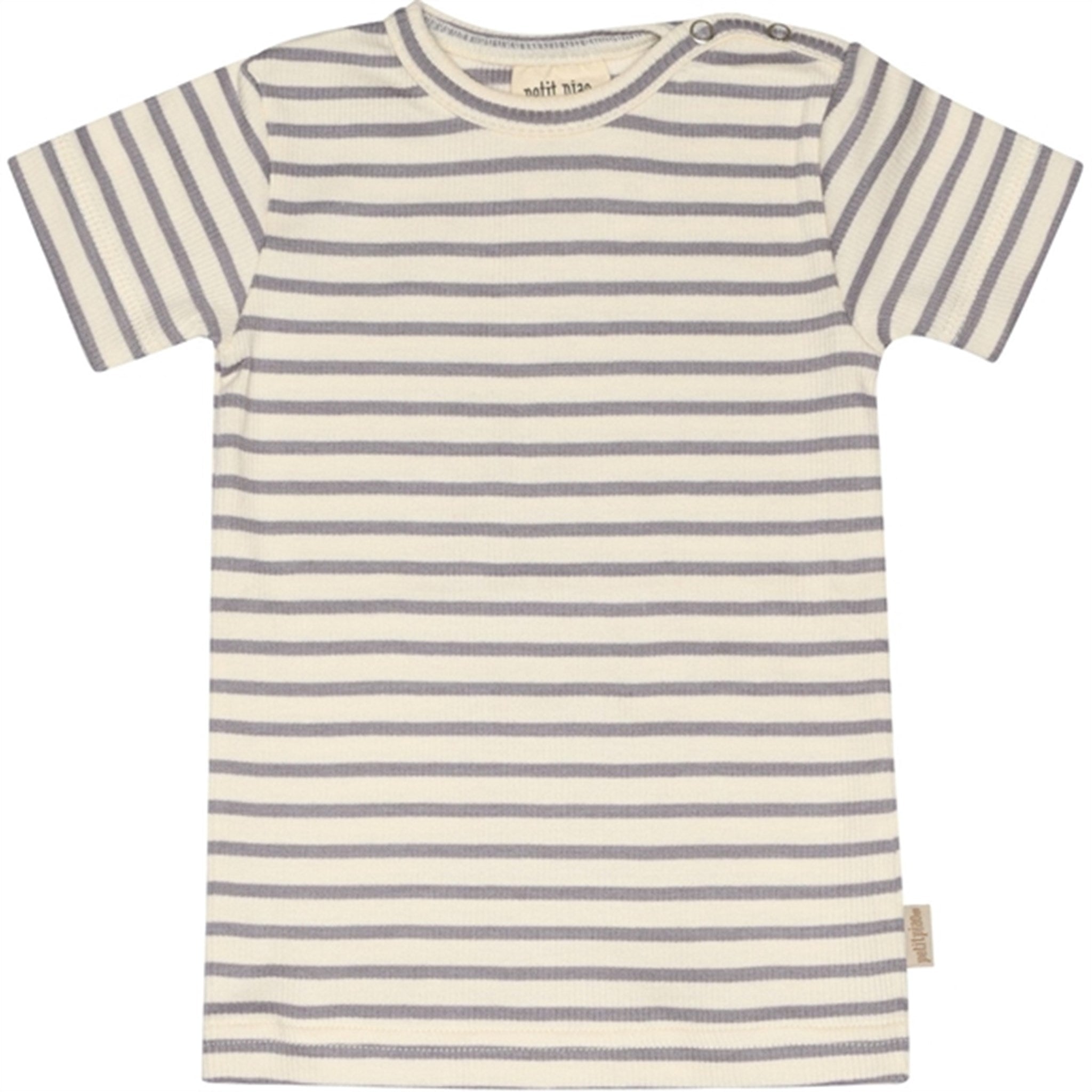 Petit Piao Dusty Lavender/Offwhite T-shirt S/S Modal Striped