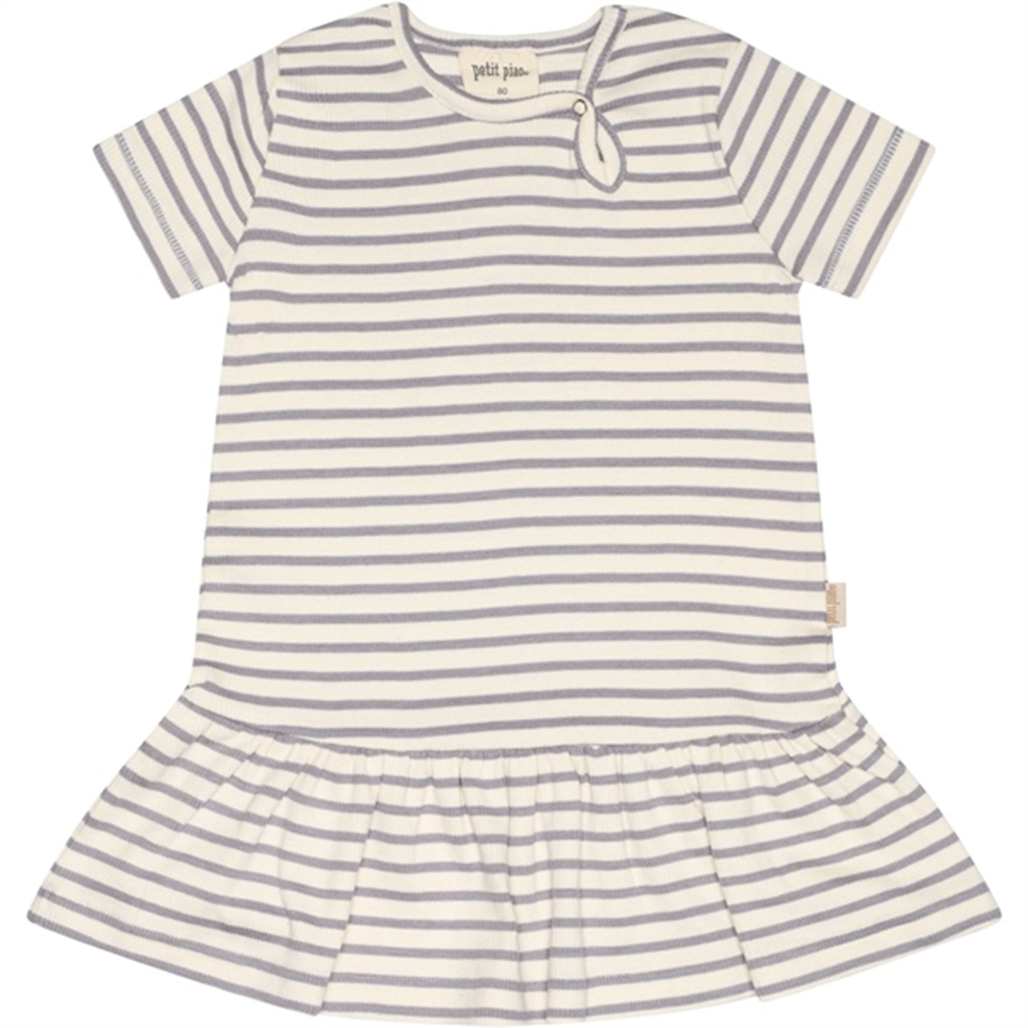 Petit Piao Dusty Lavender/Offwhite Dress S/S Modal Striped
