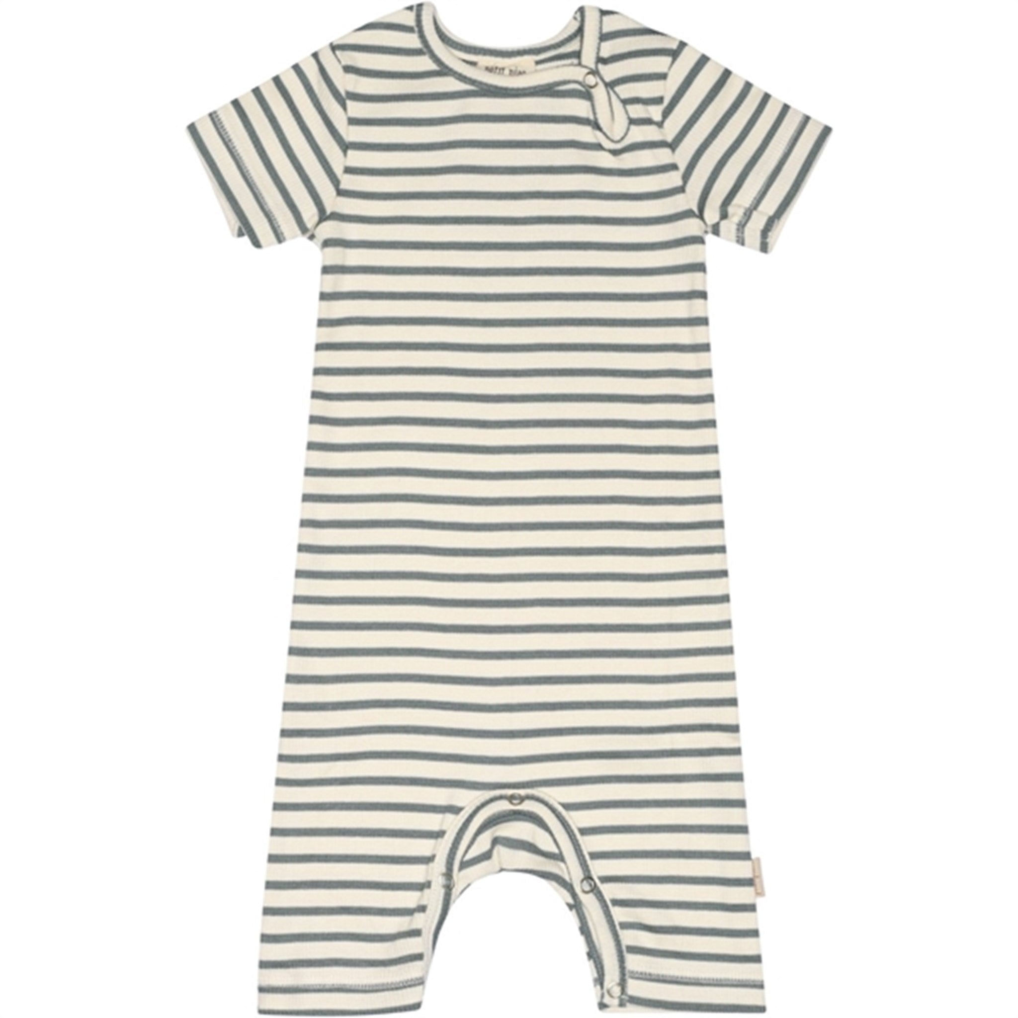 Petit Piao Light Petrol/Offwhite jumpsuit S/S Modal Striped