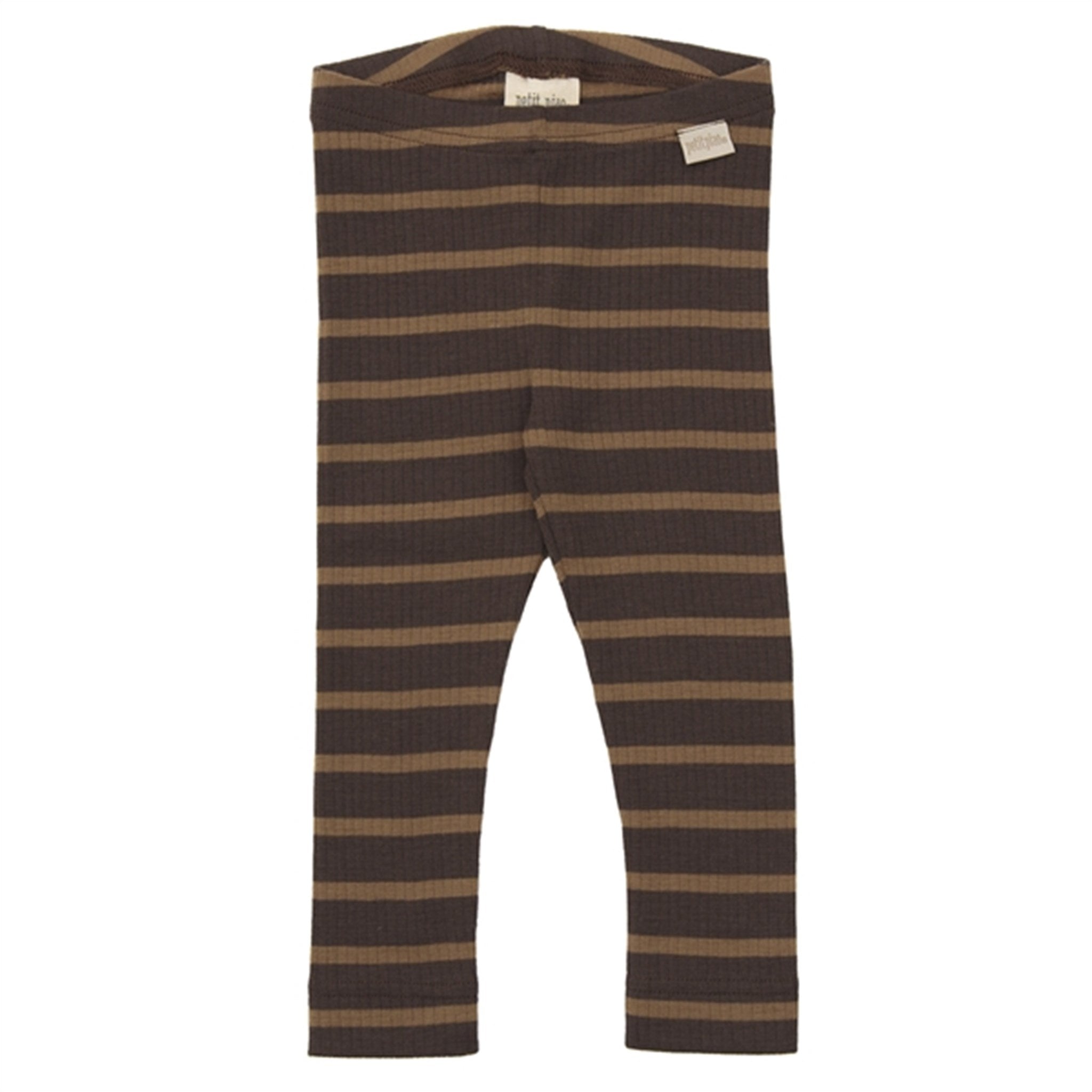 Petit Piao Wool French Roast/Brown Sugar Striped Leggings