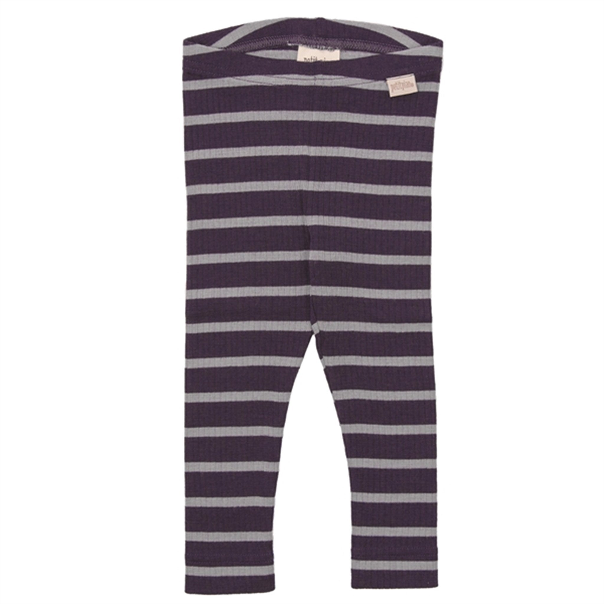 Petit Piao Wool Mysterioso/Gull Gray Striped Leggings