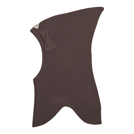 Racing Kids Top Balaclava Wool/Cotton w. Bow 3-lags Chocolate Brown