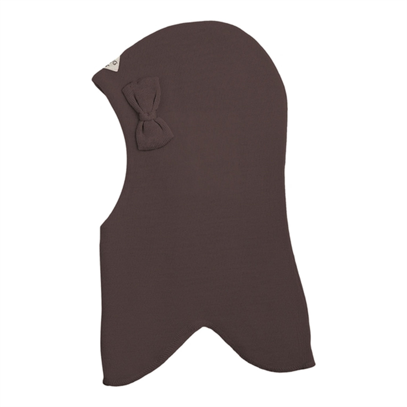 Racing Kids Round Balaclava Wool/Cotton w. Bow 3-layered Chocolate Brown