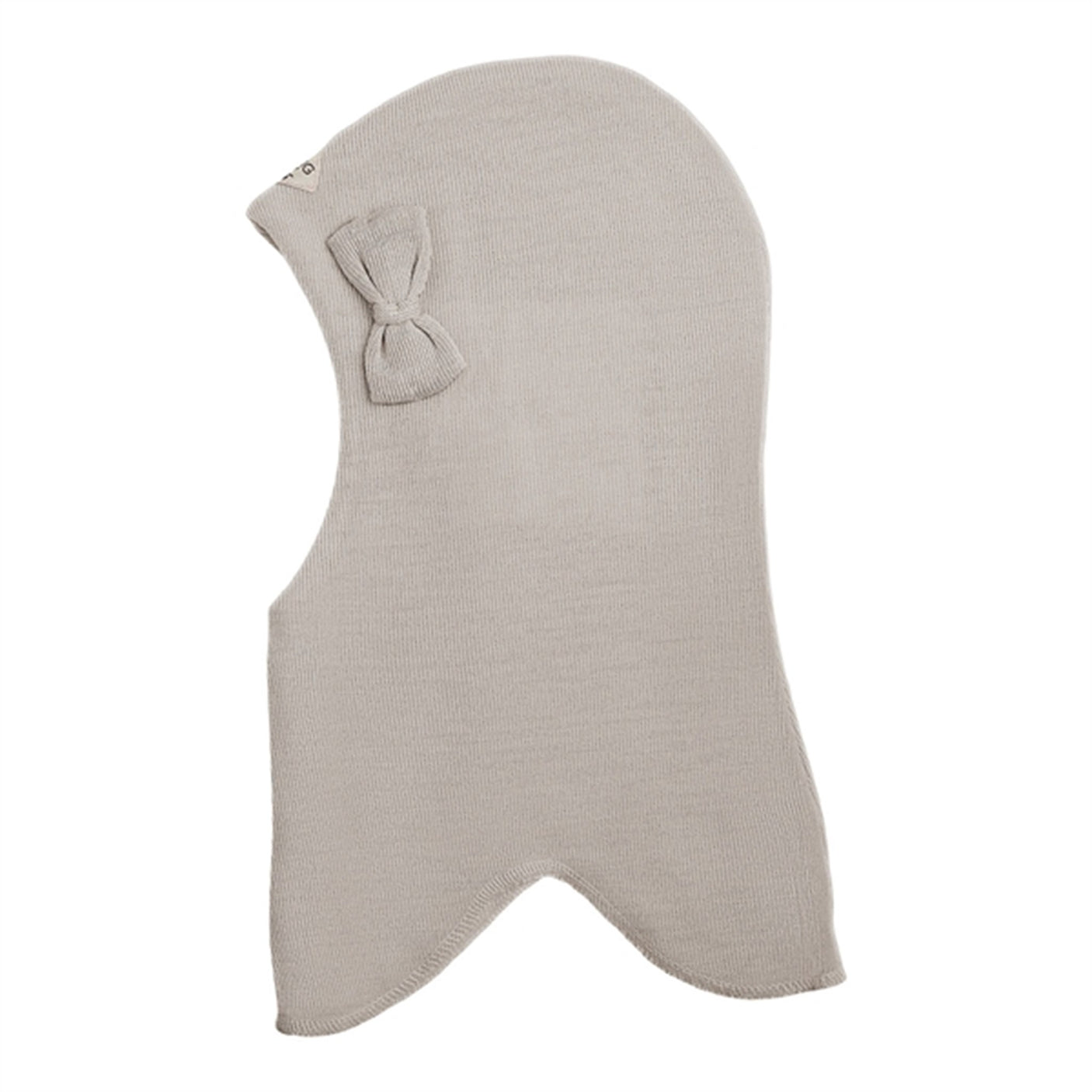 Racing Kids Round Balaclava Wool/Cotton w. Bow 3-layered Grey
