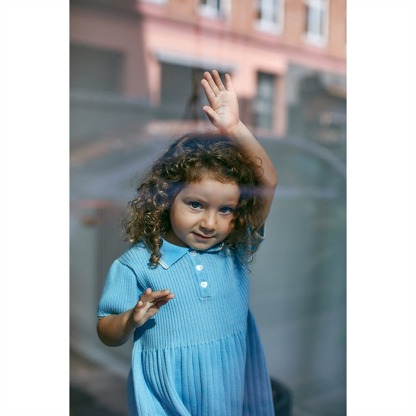 Copenhagen Colors Sky Blue/Cream Comb. Rib Polo Knit Dress