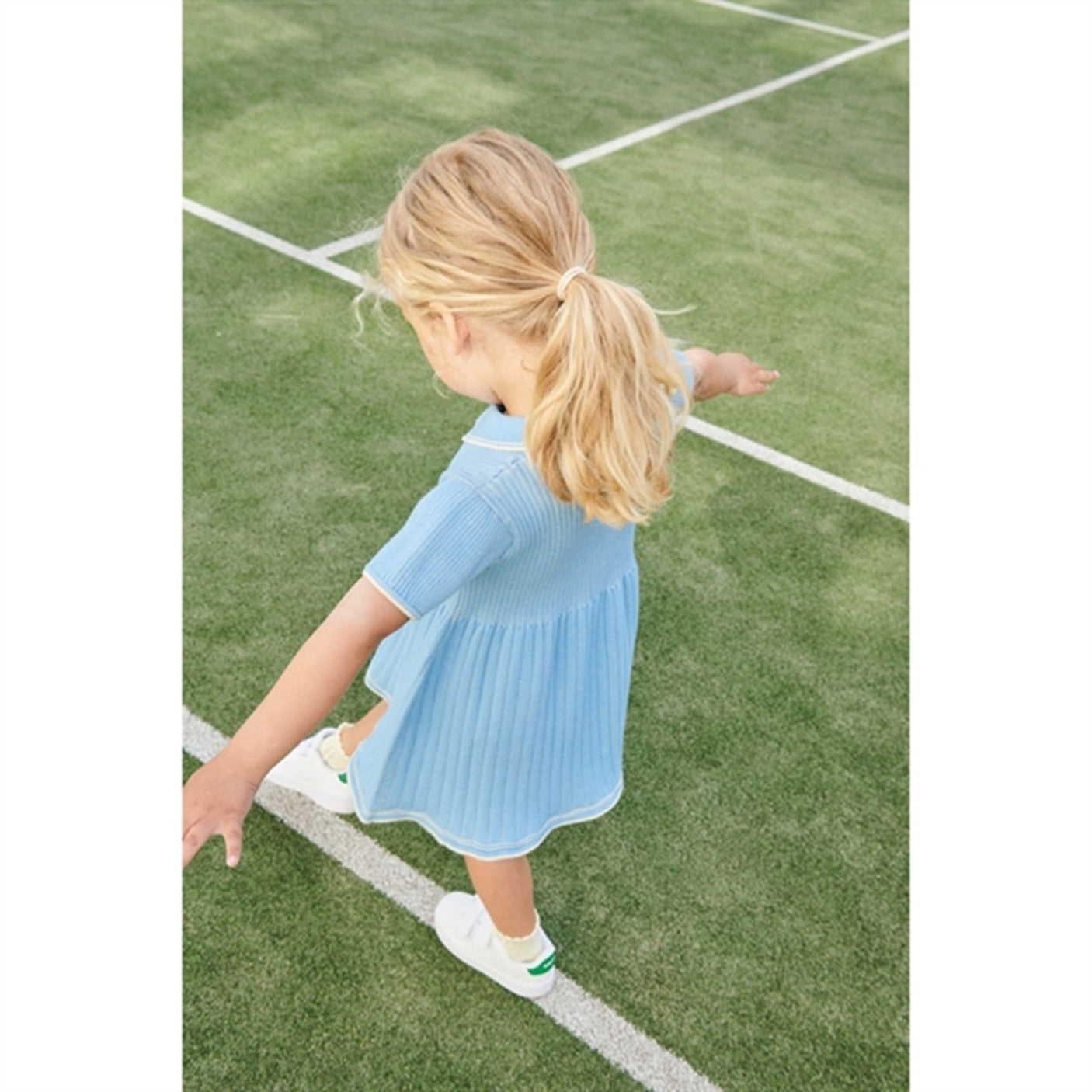 Copenhagen Colors Sky Blue/Cream Comb. Rib Polo Knit Dress