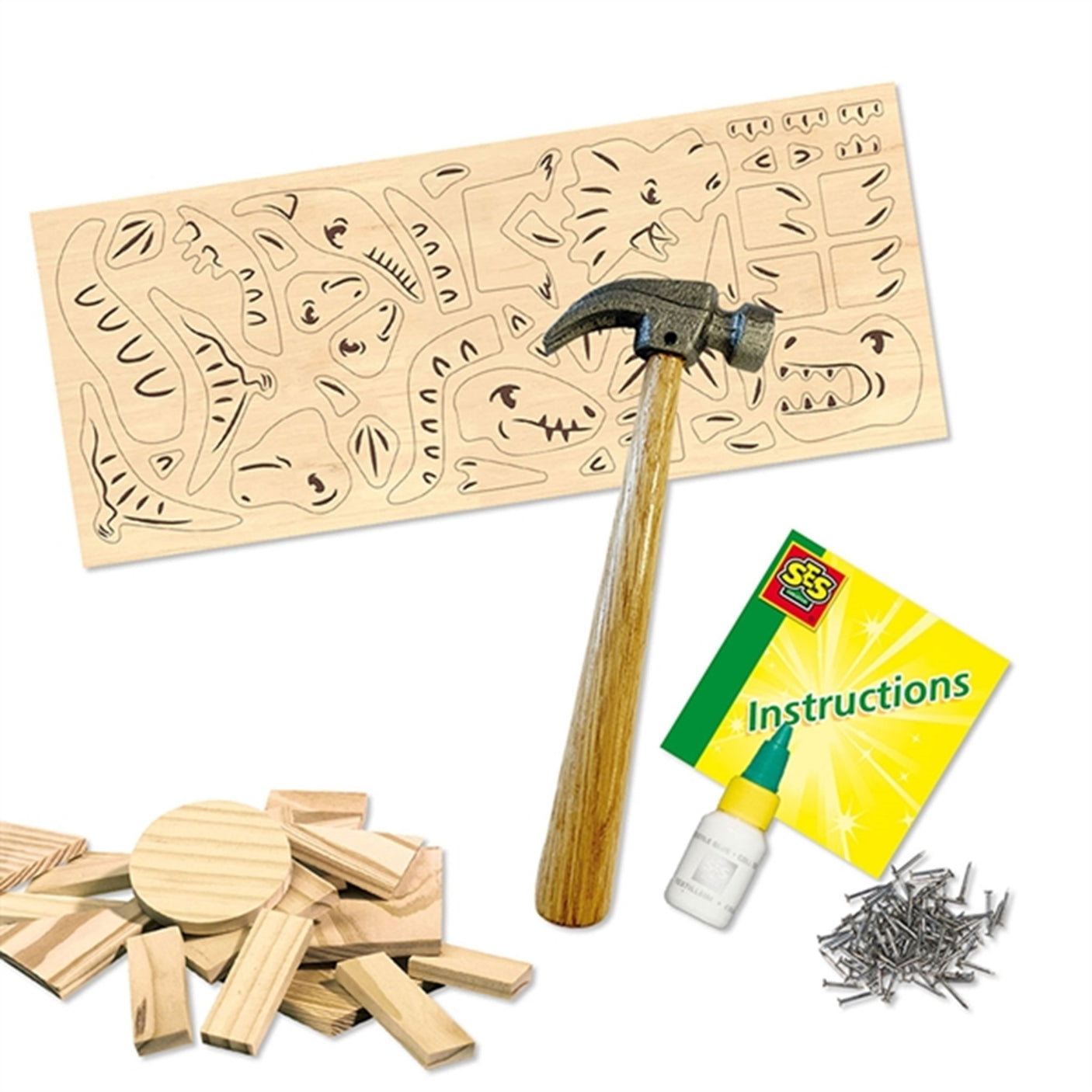 SES Creative Construction set Wood - Dinosaurs 2