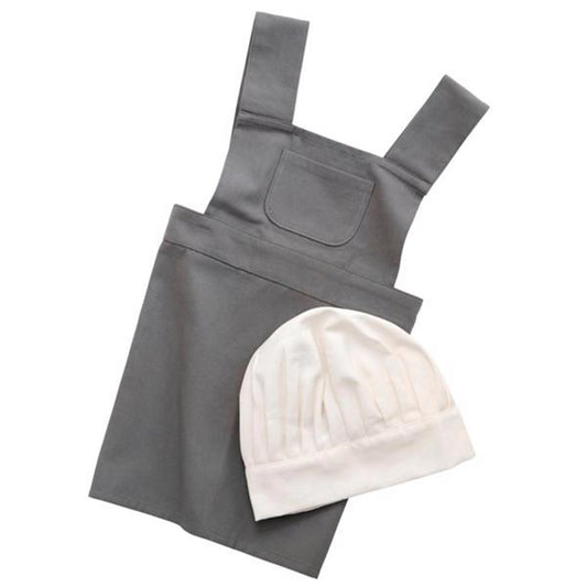 Sebra Kids Apron W/Chef's Hat Elephant Grey / Classic White