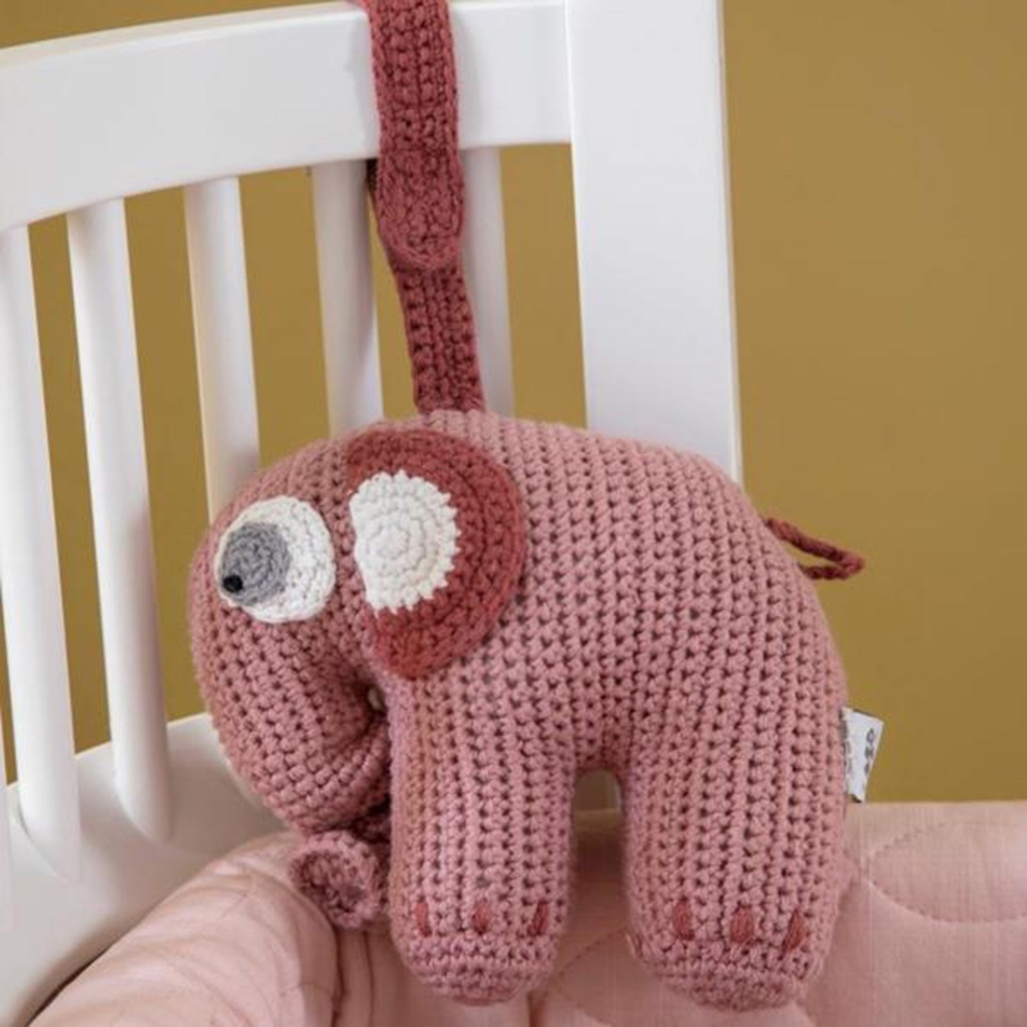 Sebra Music Mobile Knitted Elephant Blossom Pink 2
