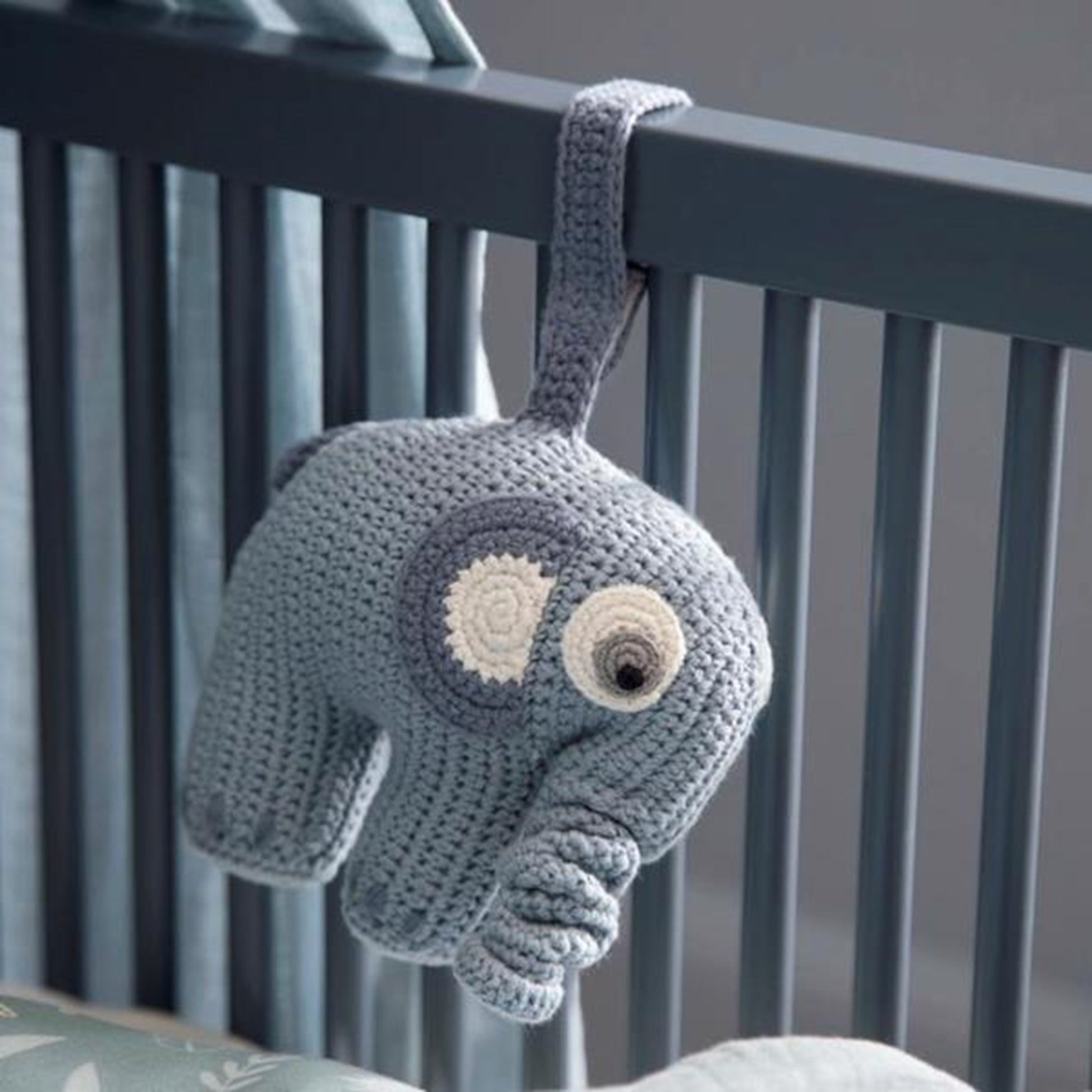 Sebra Music Mobile Knitted Elephant Powder Blue 2