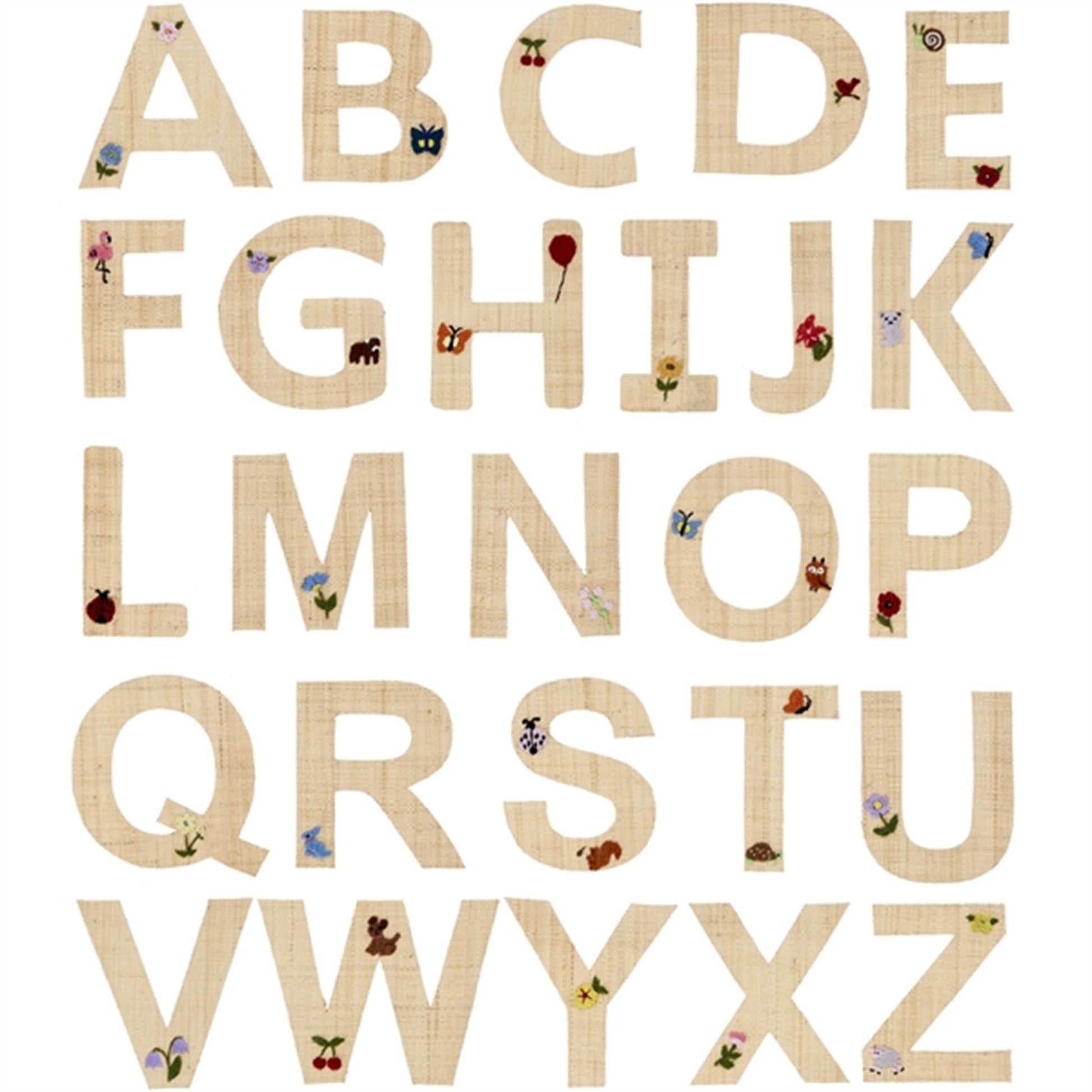 RICE Nature Raffie Sticker Letter Flowers & Animals