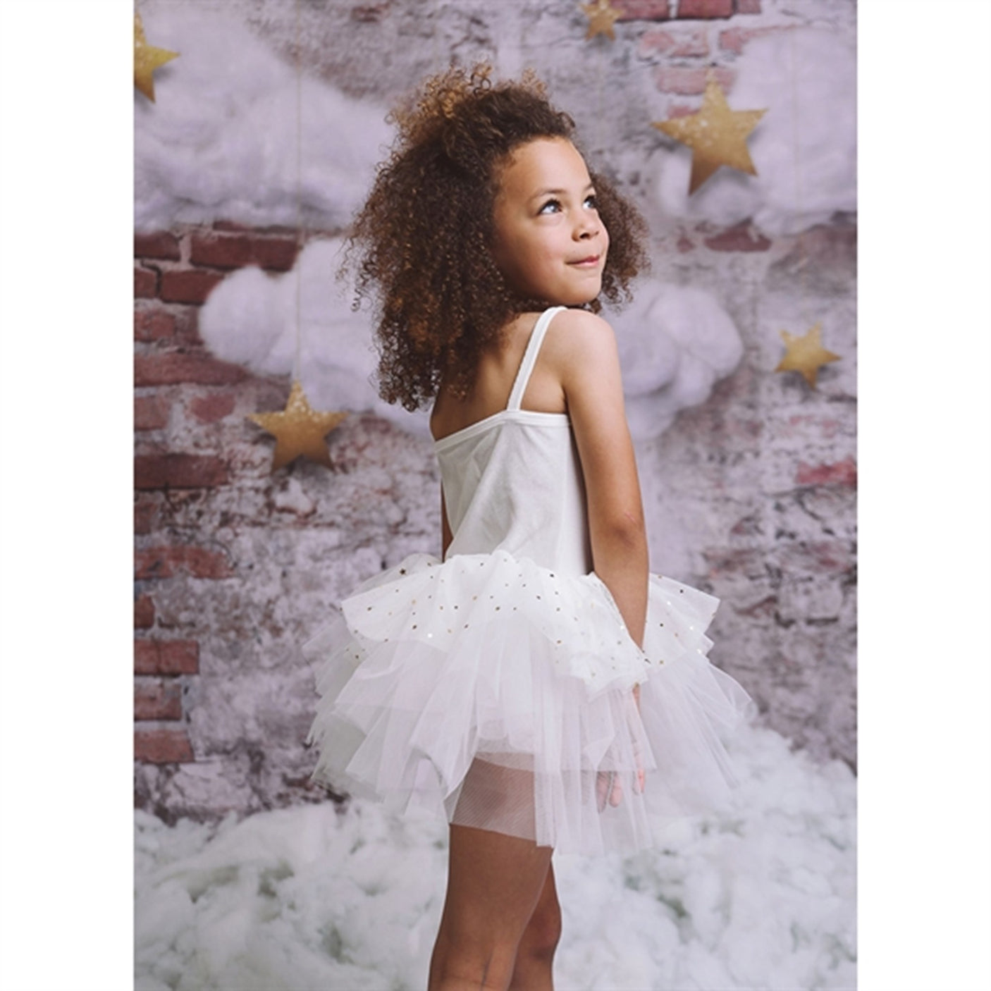 Dolly by Le Petit Tom Velvet Leotard With Tulle Tutu Dress Off White