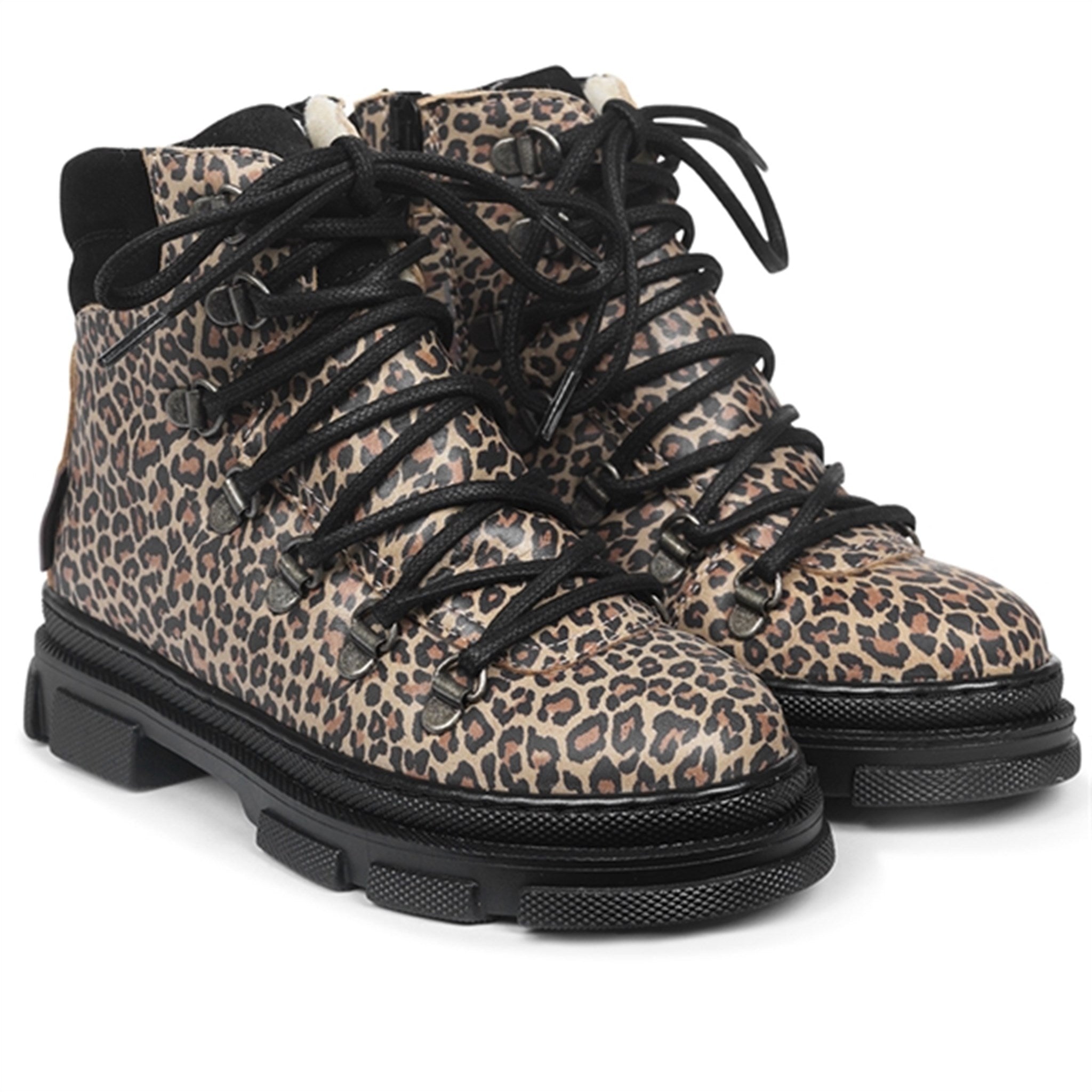 Angulus Tex-Boots w Lace and Zipper Brown Leo/Black