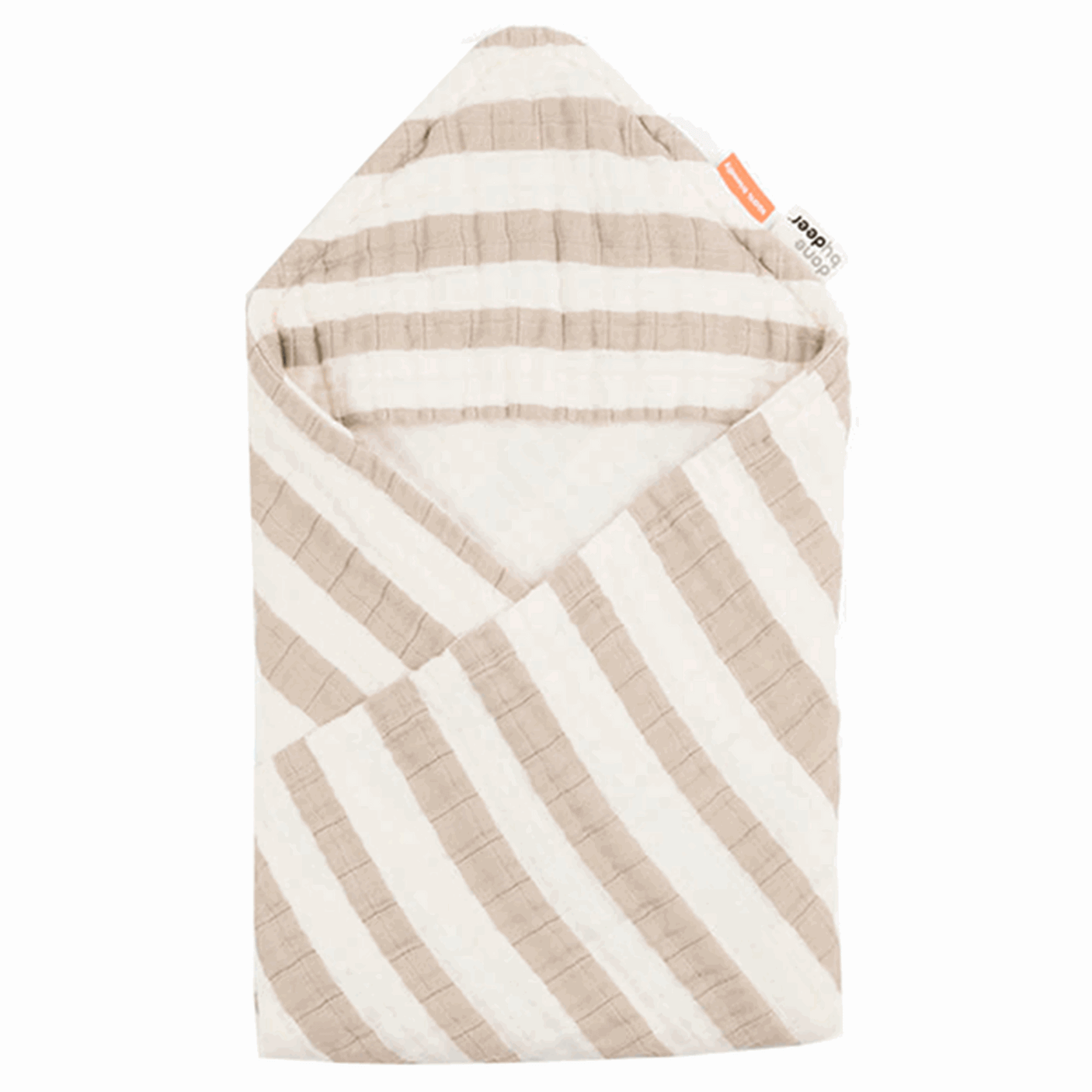 Done by Deer Towel W/Hood GOTS Stripes Sand