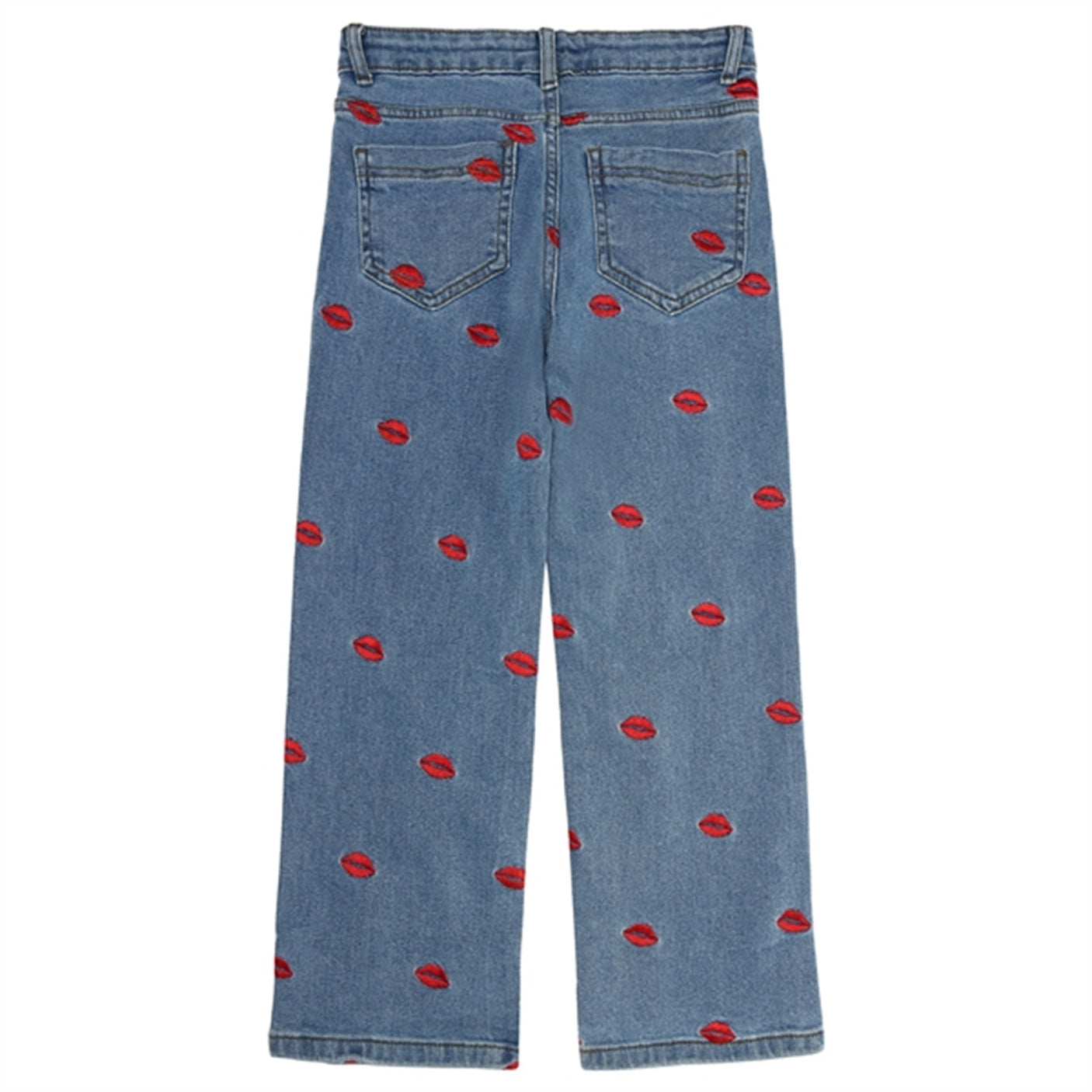 The New Medium Blue Lips Wide Jeans