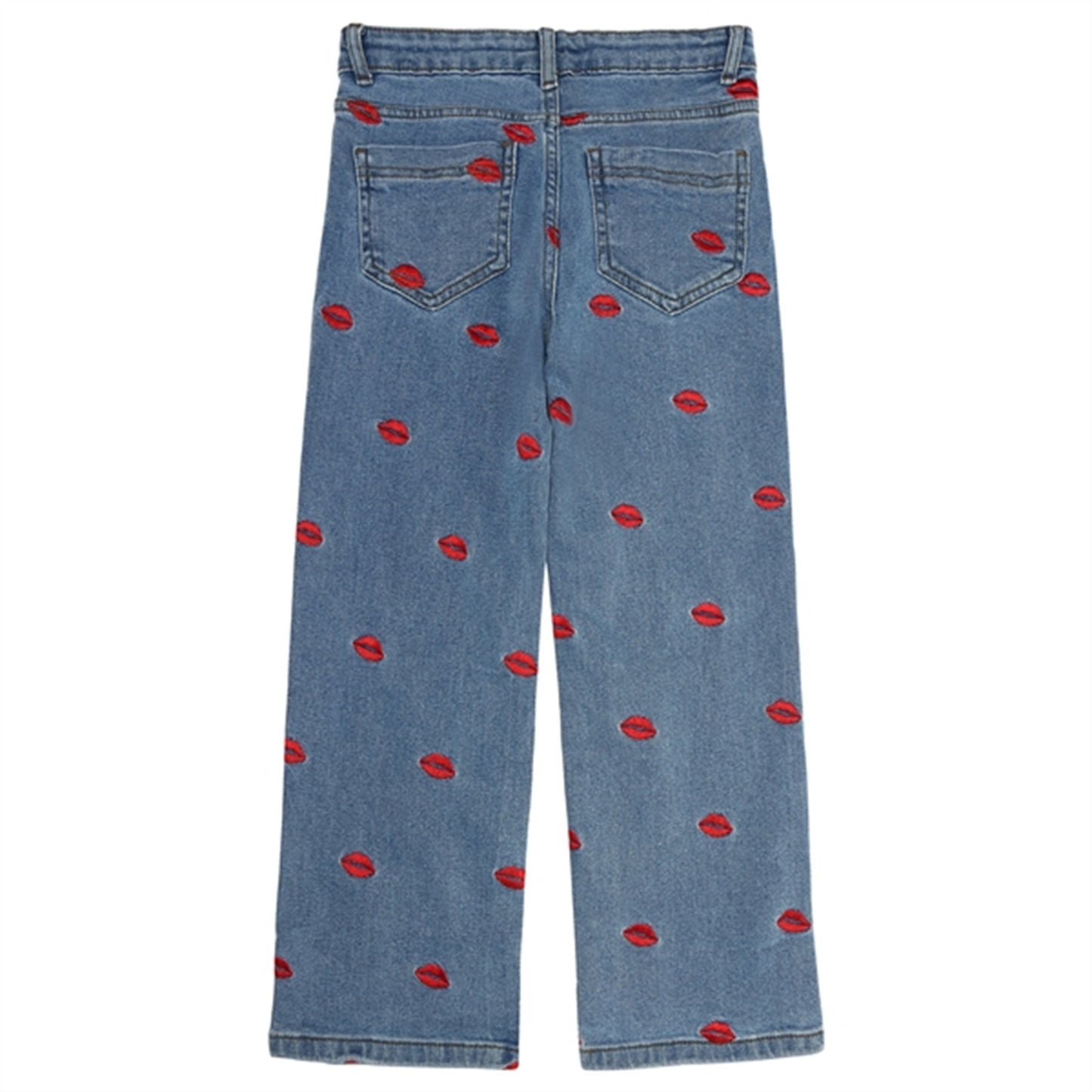 The New Medium Blue Lips Wide Jeans