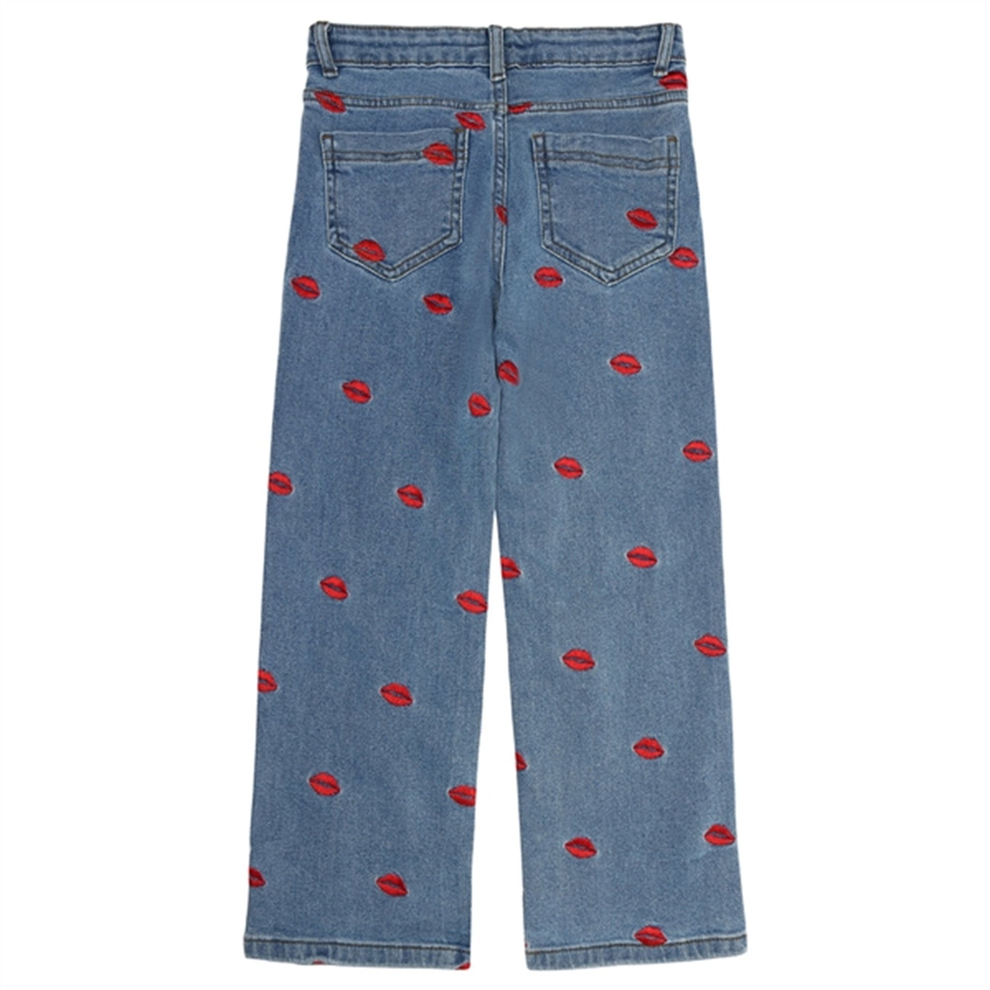 The New Medium Blue Lips Wide Jeans