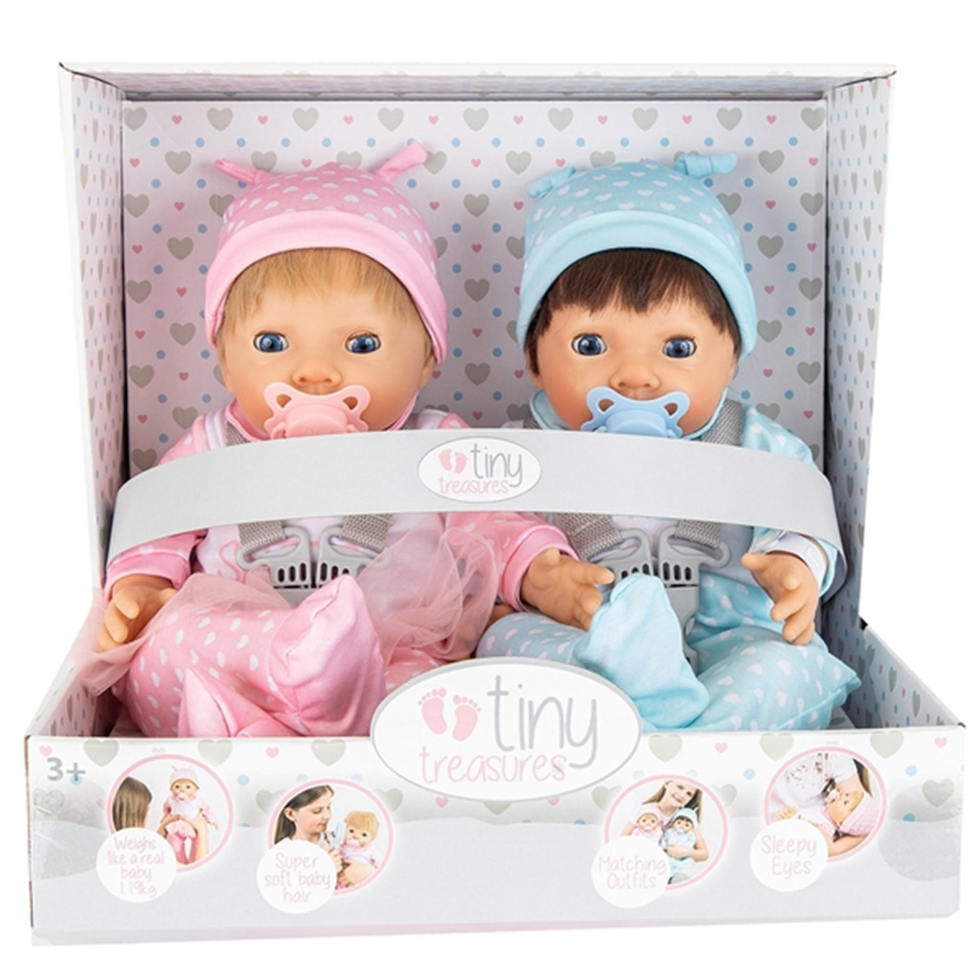 Tiny Treasures Twin Doll Set In Brother & Sister Outfit